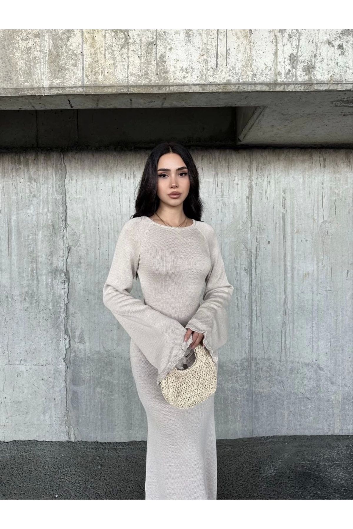 MODA Acık Sırt Detaylı Maxi Uzun Boy Elbise- Beyaz