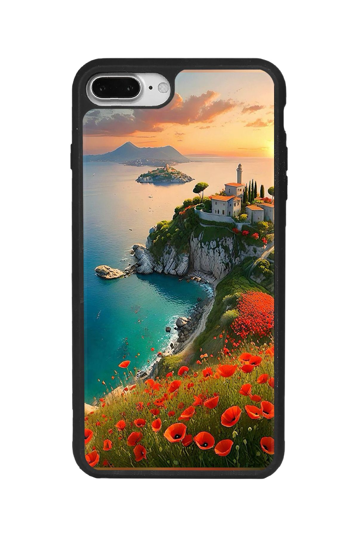 BGAKSESUAR iPhone 8 Plus Uyumlu Mat Siyah Kılıf – Yumuşak Silikon, Koruyucu, Şok Emici Kapak