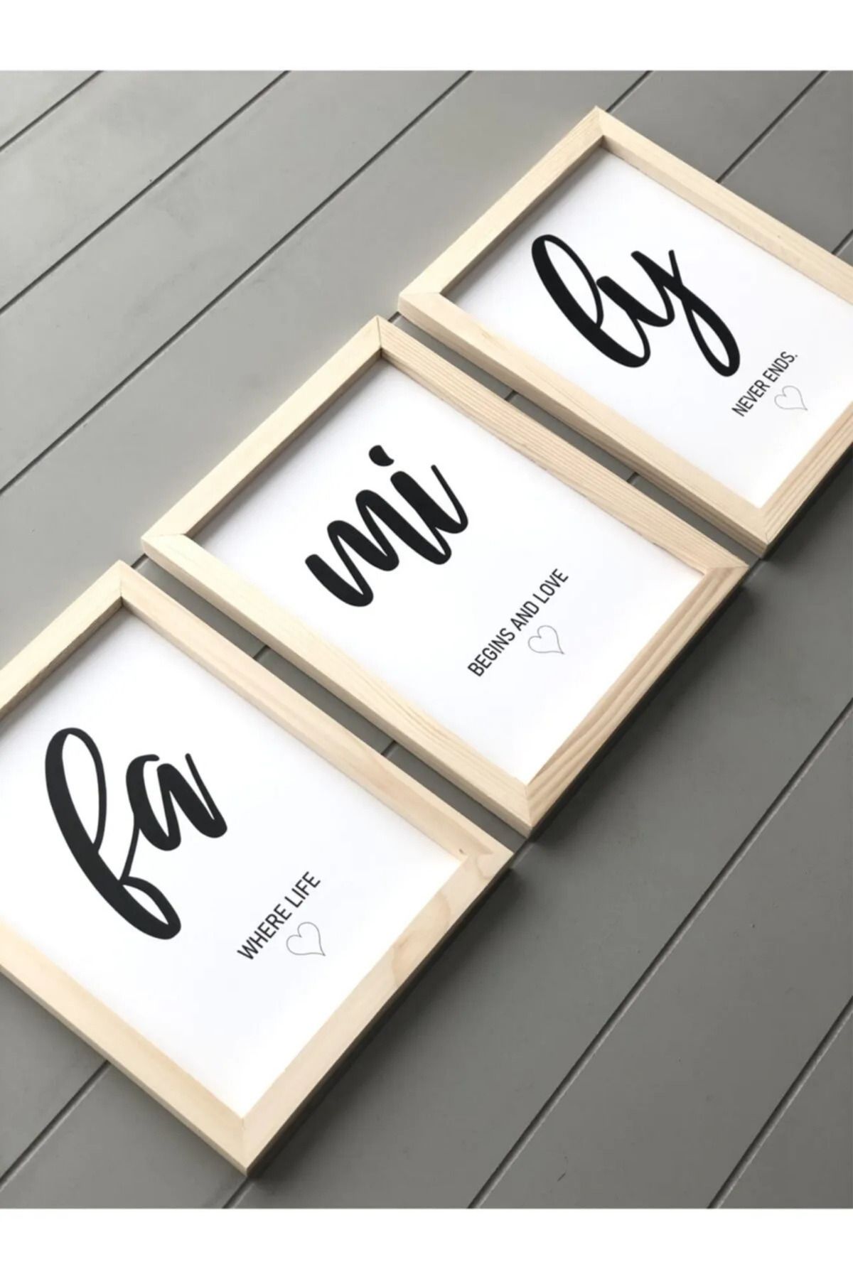 NT Handmade Doğal Ahşap Kenarlı Family Duvar Dekoru Salon Oturma Yatak Odası için Tablo Seti