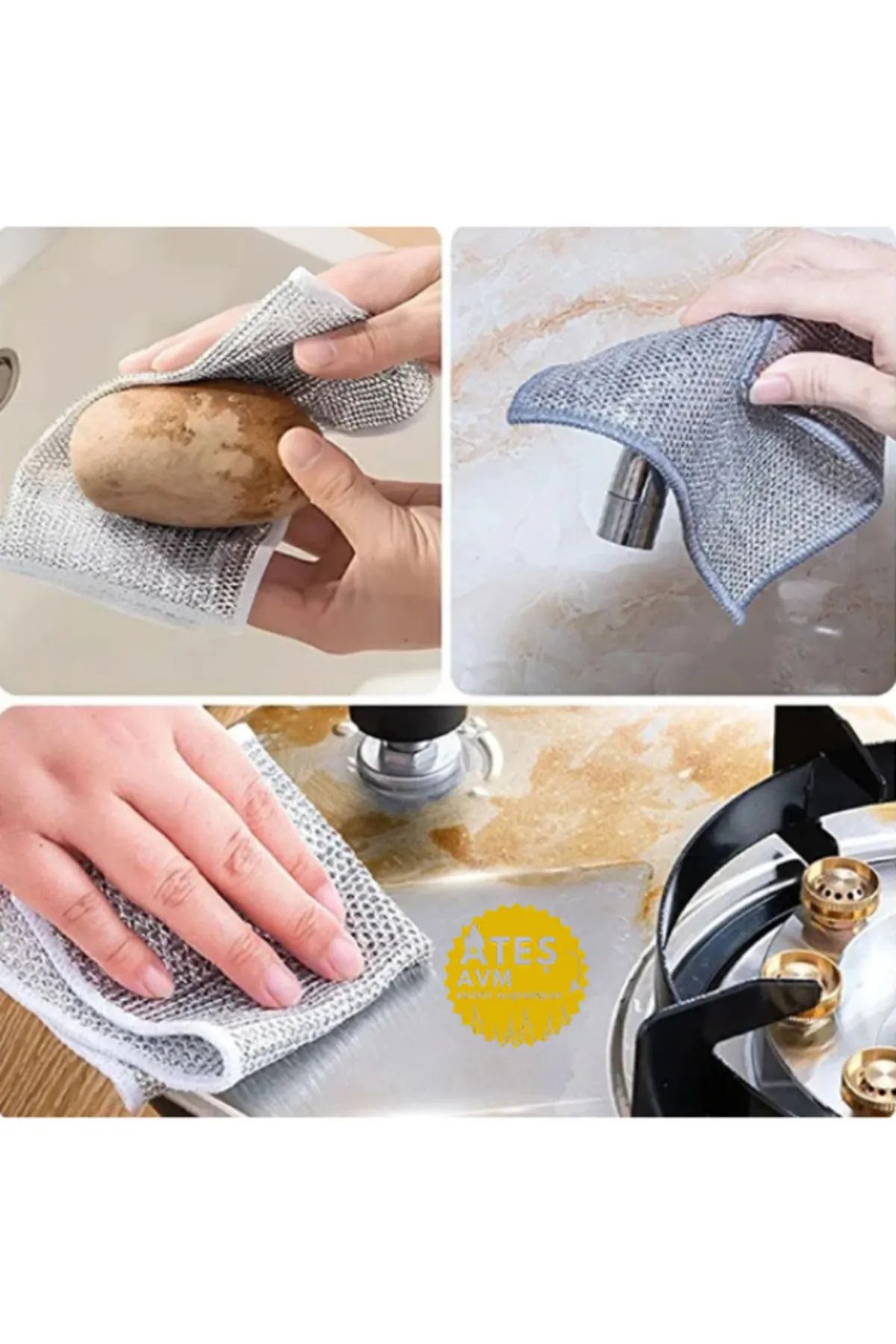Euro Pink (1adet) 20x20 Inox Tel Bez Zor Kir Bezi, Inox Telli Bulaşık Bezi, Mutfak Banyo Bezi
