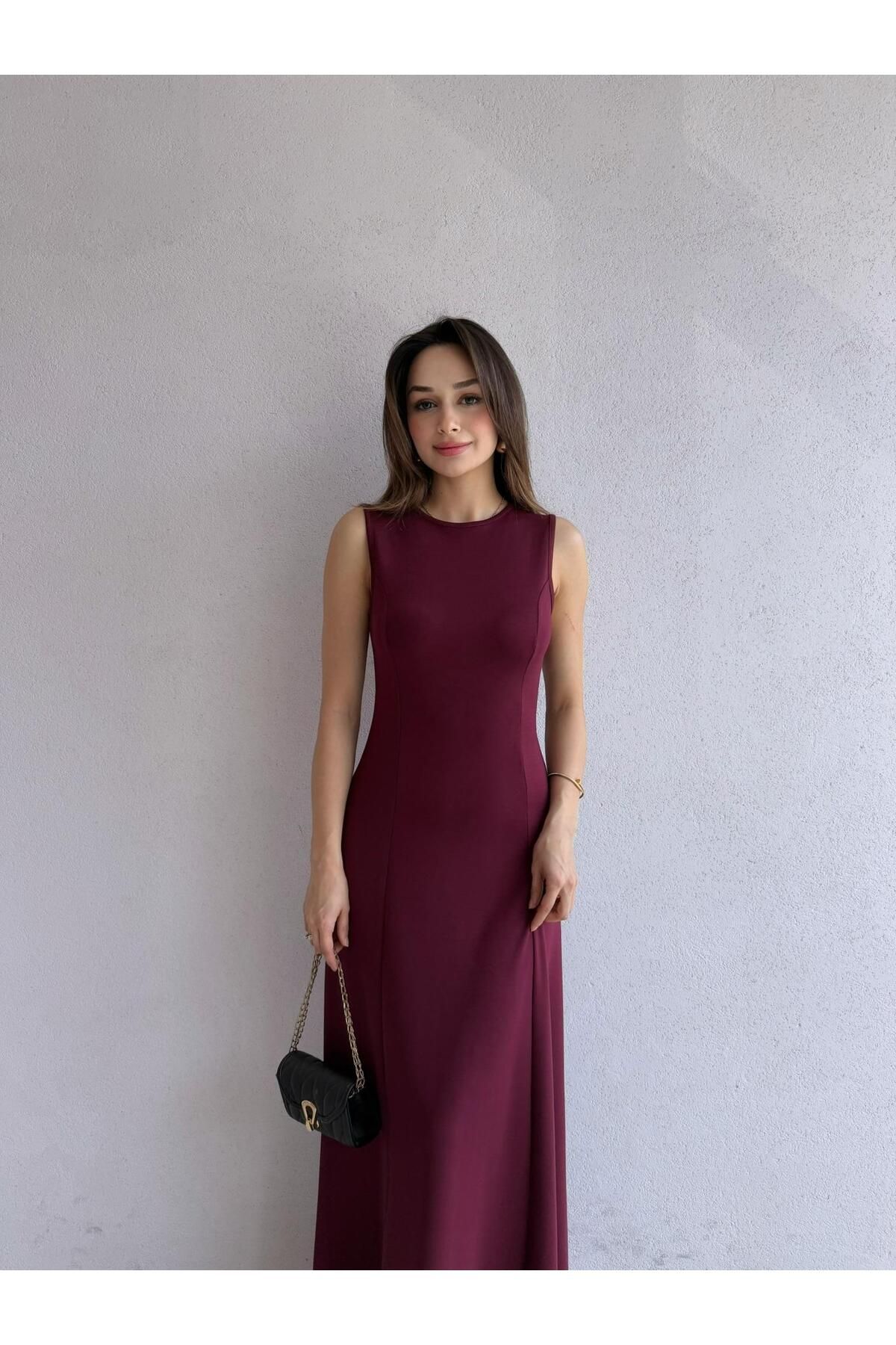 Mooi Butik NOLLER Maxi Elbise 6748 - Mürdüm