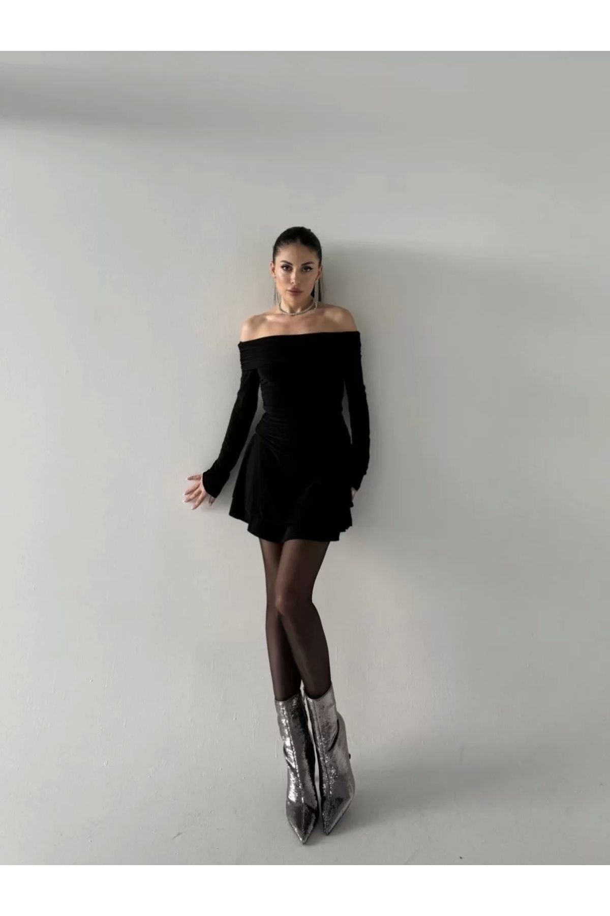 MODA Mını Fırfırlı Elbise - Siyah