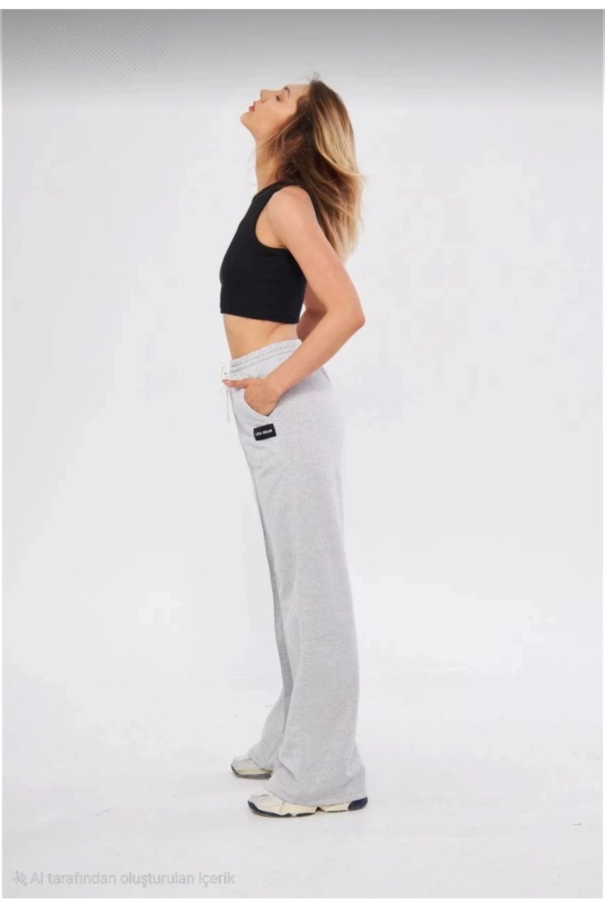 MODA İki iplik Bol Paça Eşofman Pantalon - Gri
