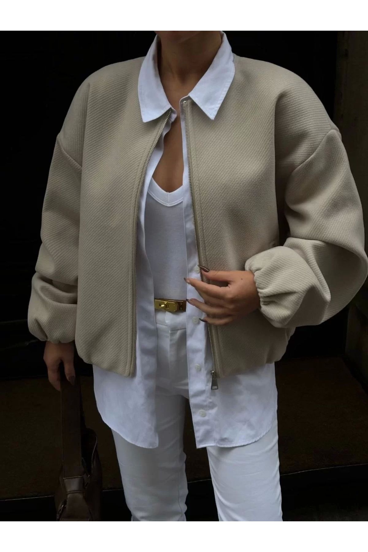 MODA Kaşe Kaşmir Fermuarlı CEKET - Bej