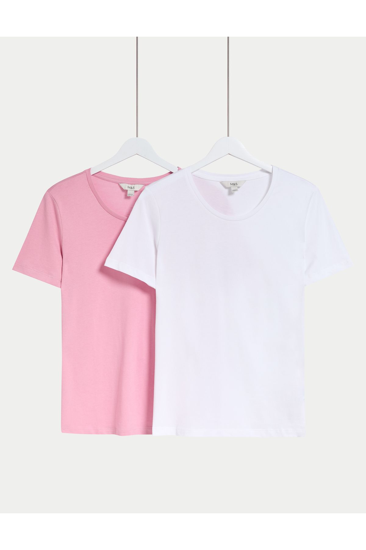 Marks & Spencer 2'li Saf Pamuklu Bisiklet Yaka Regular Fit T-Shirt