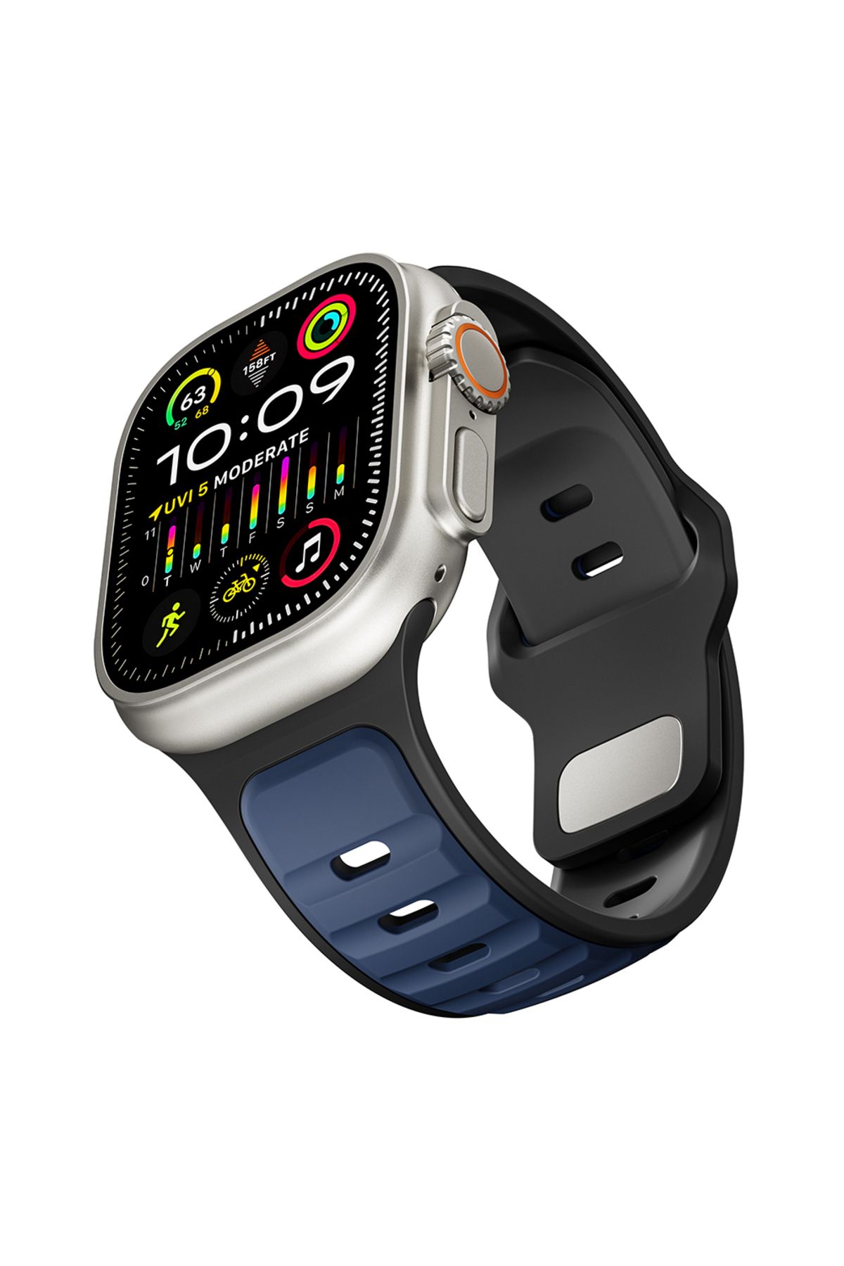 Strap U Apple Watch 3/4/5/6/7/8/9/10/se/ultra/ultra2 44mm/46mm/49mm Uyumlu Ergonomik Tasarım Silikon Kordon