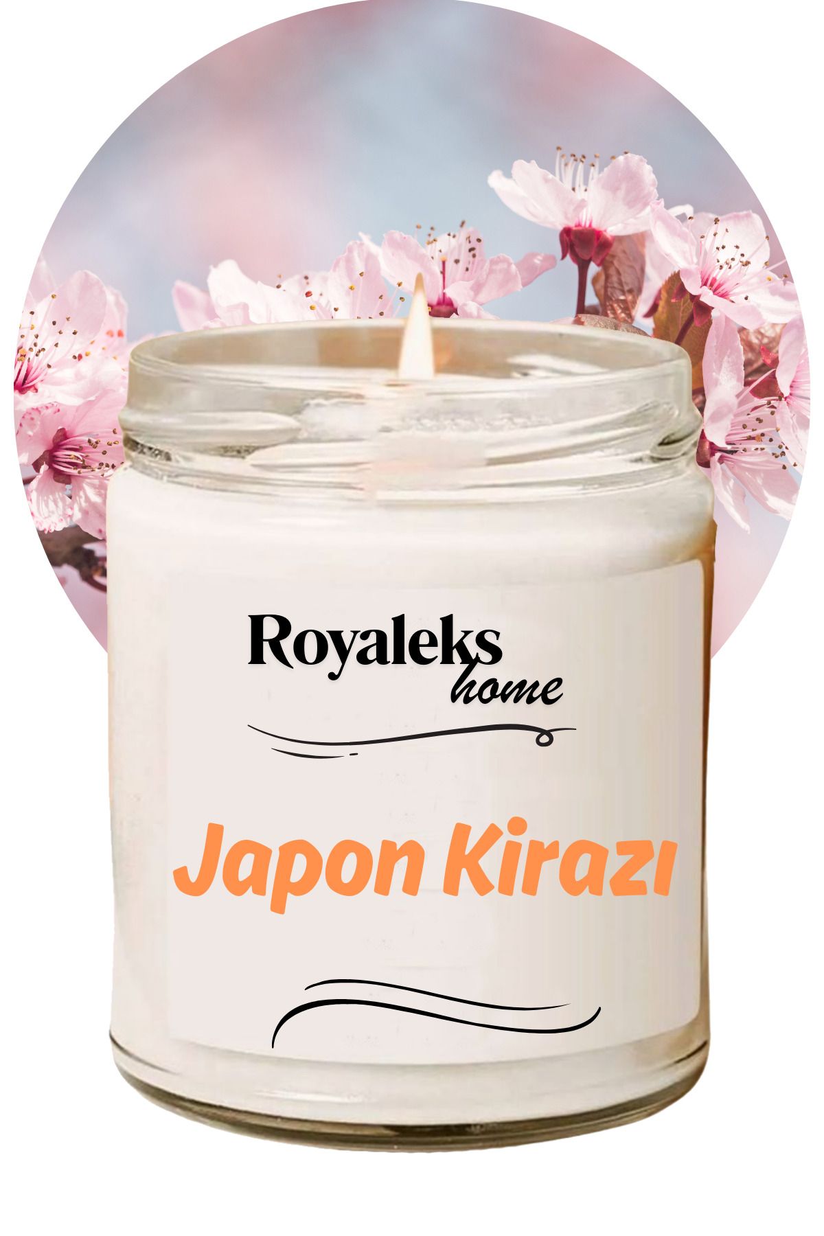 Royaleks Doğal Özel Seri Kokulu Dekoratif Kavanoz Mum 210 cc - Japon Kirazı Esansı - RYL