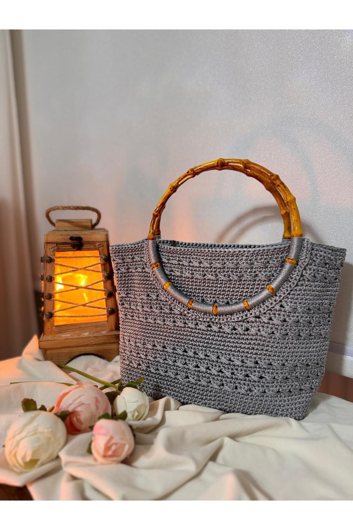 GG homewear Örgü kol çantası ,gri çanta ,günlük şık çanta