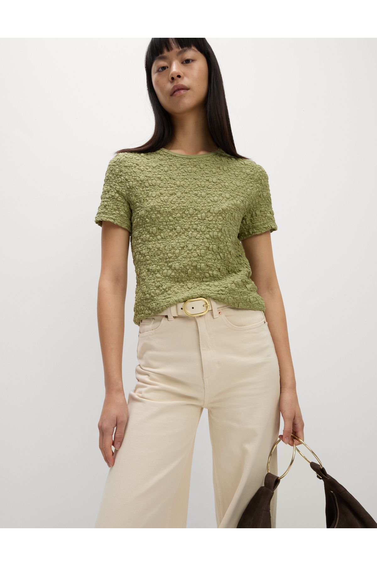 Marks & Spencer Pamuklu Dokulu Kısa Kollu T-shirt