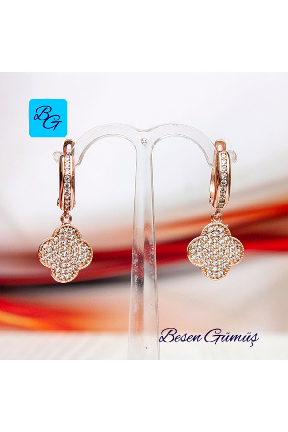 Besen Gümüş Van Cliff Model Taşlı Küpe