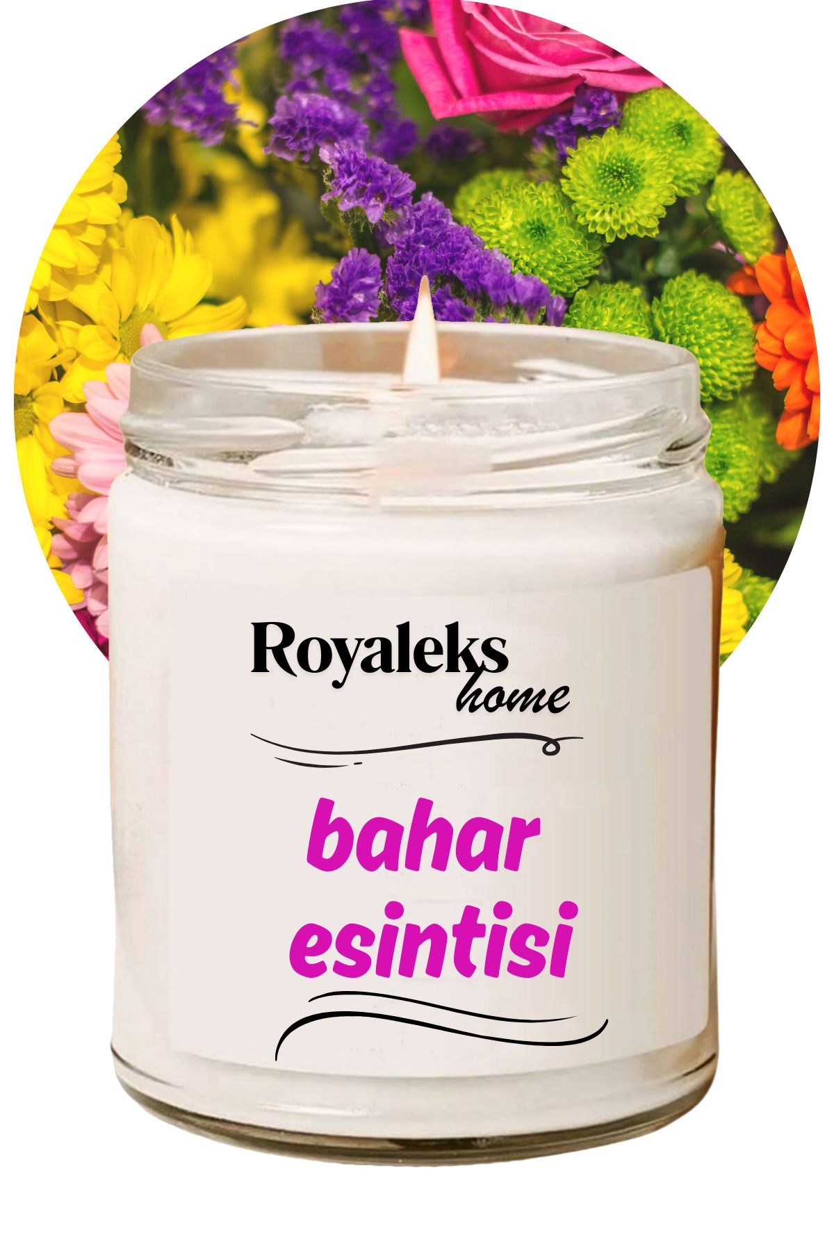 Royaleks Doğal Özel Seri Kokulu Dekoratif Kavanoz Mum 210 cc - Bahar Esintisi - RYL