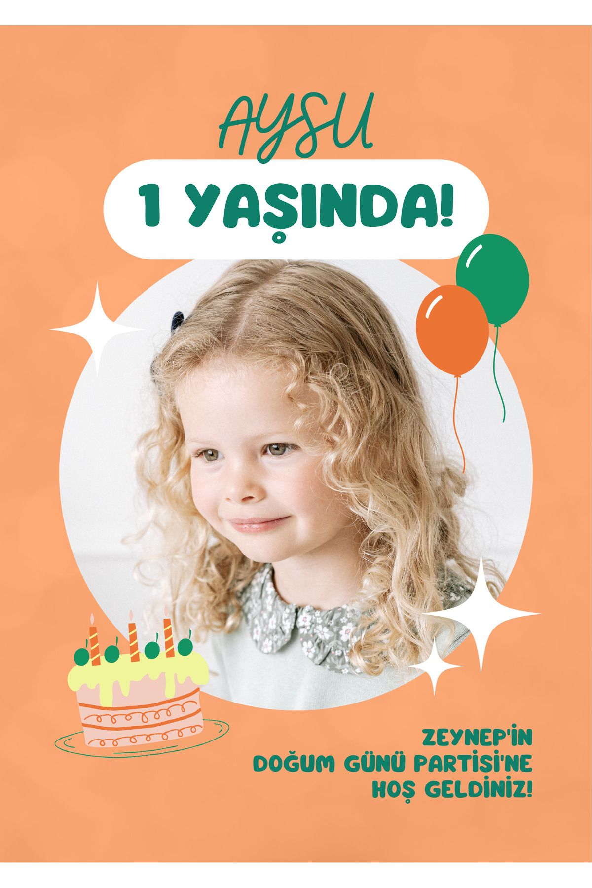 emrestore Resimli İsimli Doğum Günü Arka Fon Afiş 35x50cm Dikey Banner