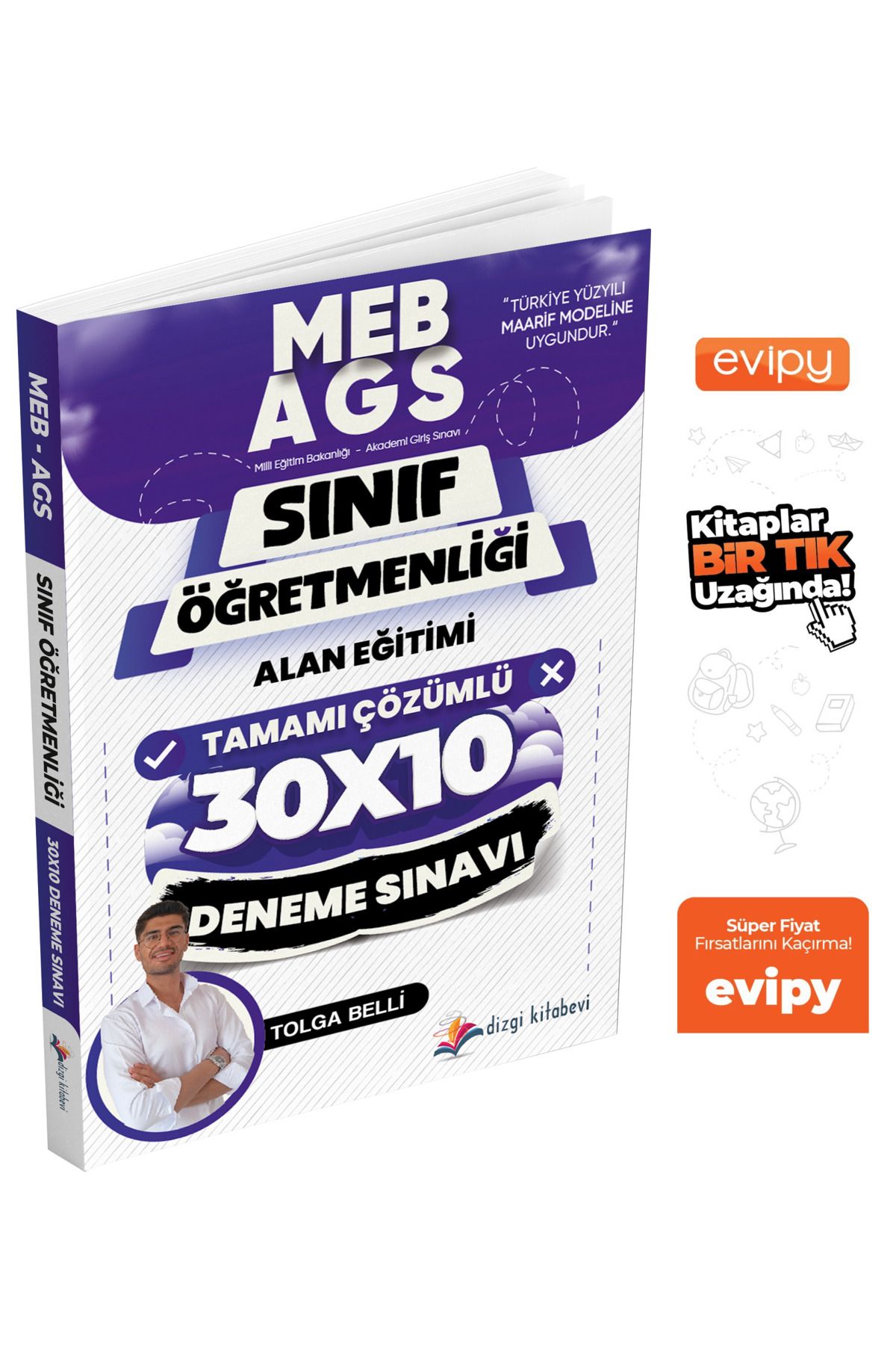 Dizgi Kitap ÖABT MEB-AGS Sınıf Öğretmenliği Alan Eğitimi 30x10 Deneme Çözümlü - Tolga Belli Ayraç Hediyeli