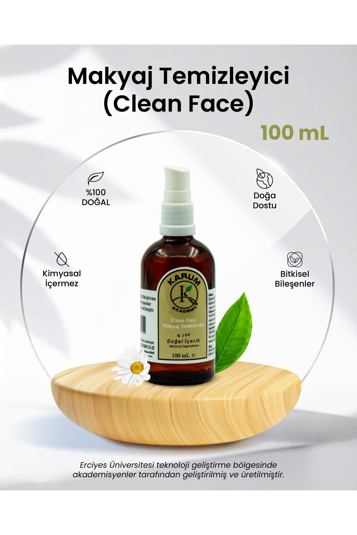 karum academy Aromaterapi %100 Doğal Uçucu Yağ ve Hidrosol İçerikli Makyaj Temizleyici (Özel Formülasyon) 100 mL