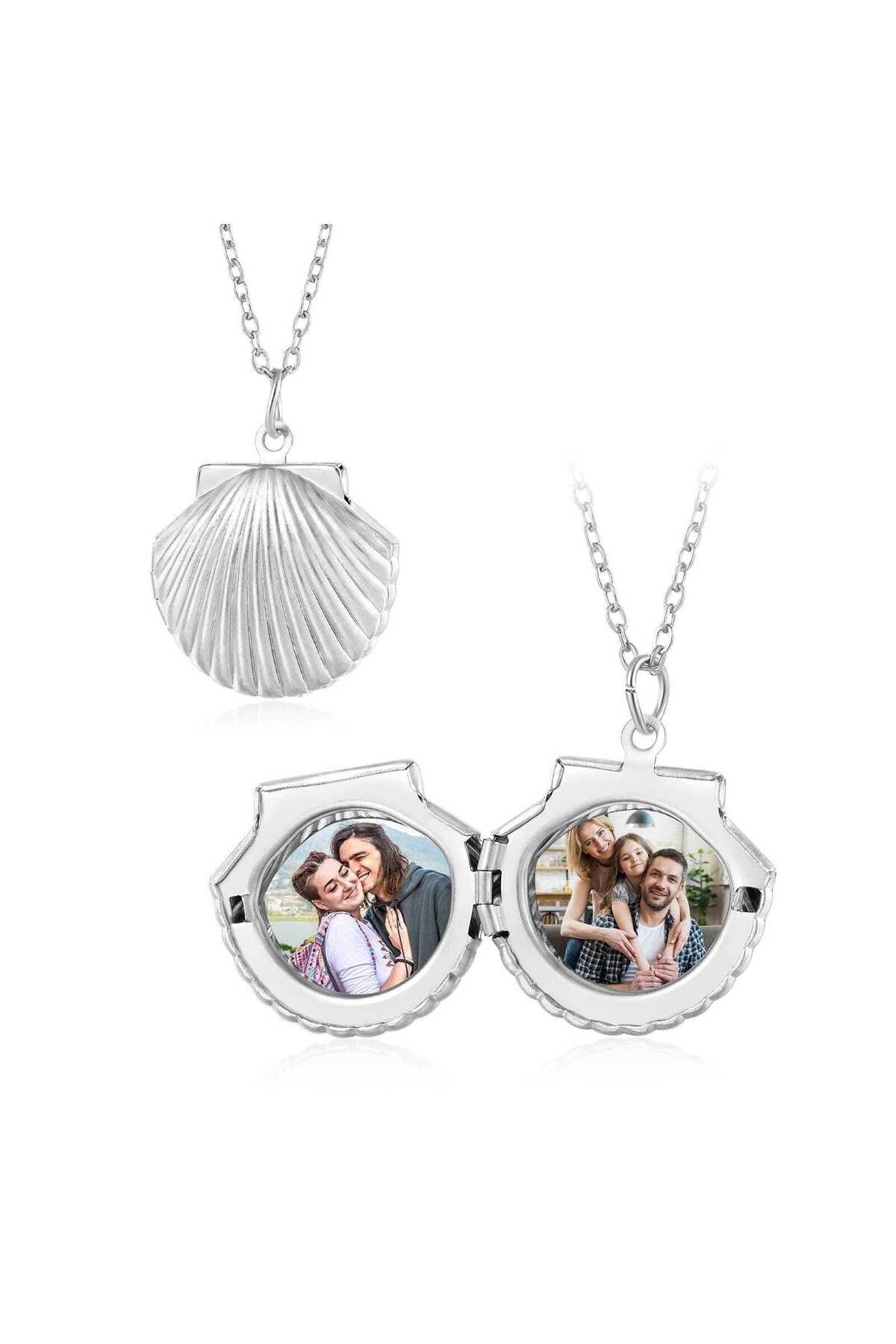 VESTA JEWELRY 925 Ayar Gümüş Kadın İstiridye Model Kapaklı Hatıra Resimli Kolye
