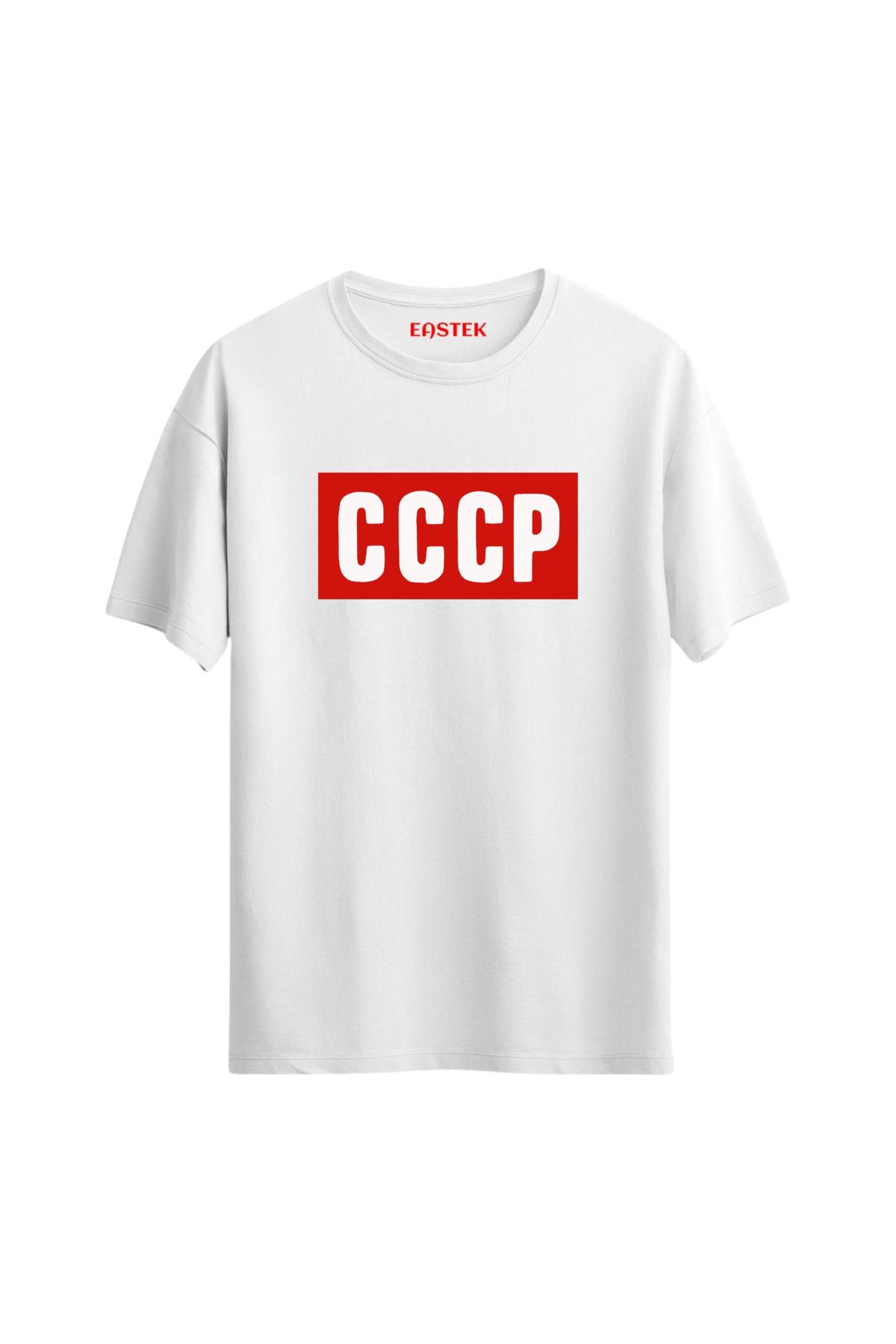 Eastek Unisex CCCP Baskılı Beyaz Tshirt