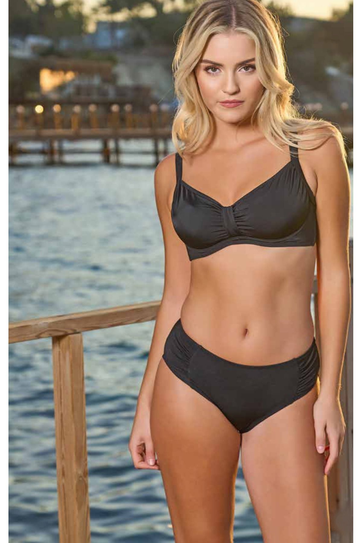 Fily İç Giyim ESTİVA Büzgülü Model Bato Slip Büyük Bedenli Şık Bikini Takım