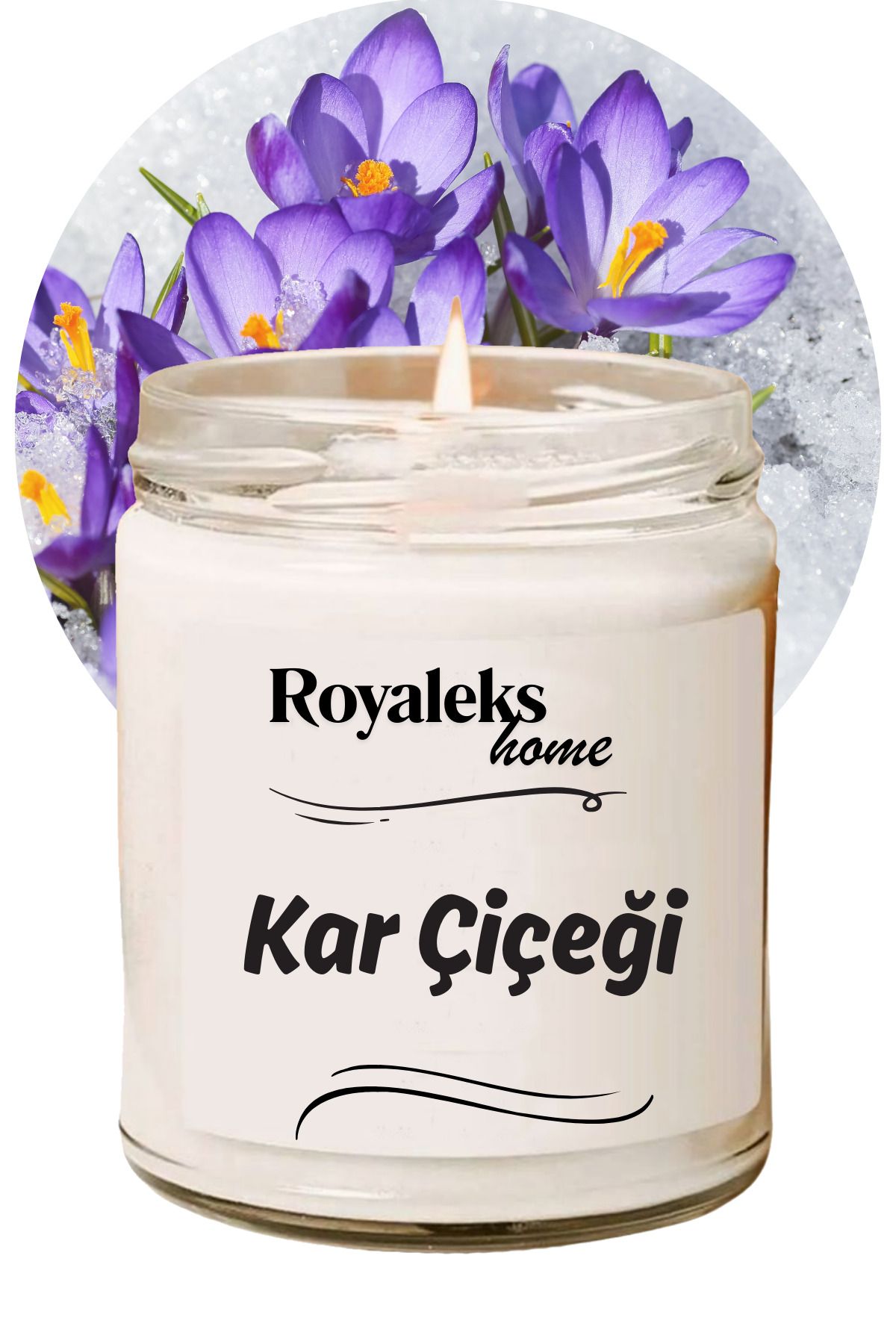 Royaleks Doğal Özel Seri Kokulu Dekoratif Kavanoz Mum 210 cc - Kar Çiçeği - RYL
