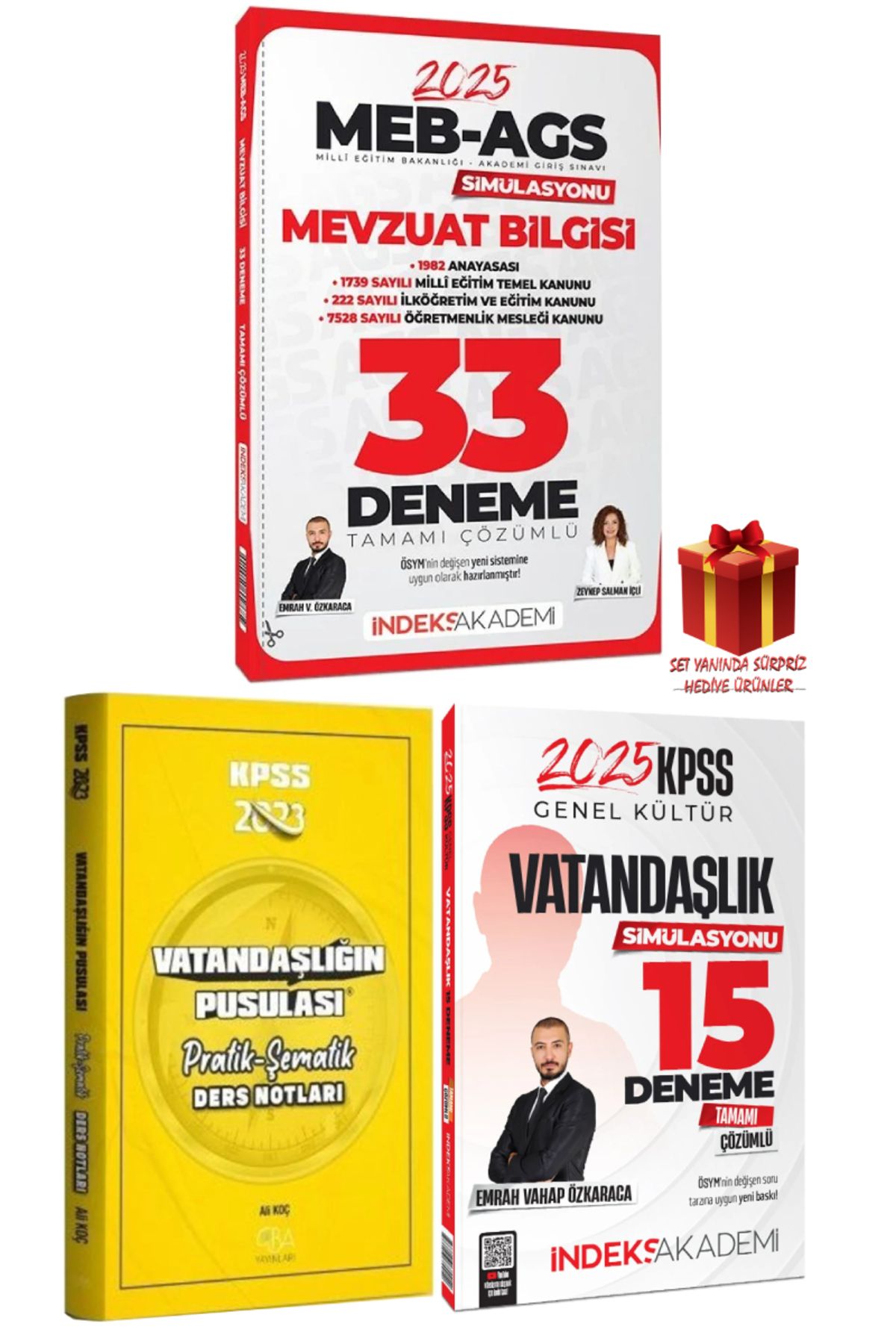 İndeks Akademi 2025 İndeks Akademi MEB AGS Mevzuat Deneme+CBA Vatandaşlık Ders Notları+Vatandaşlık Deneme
