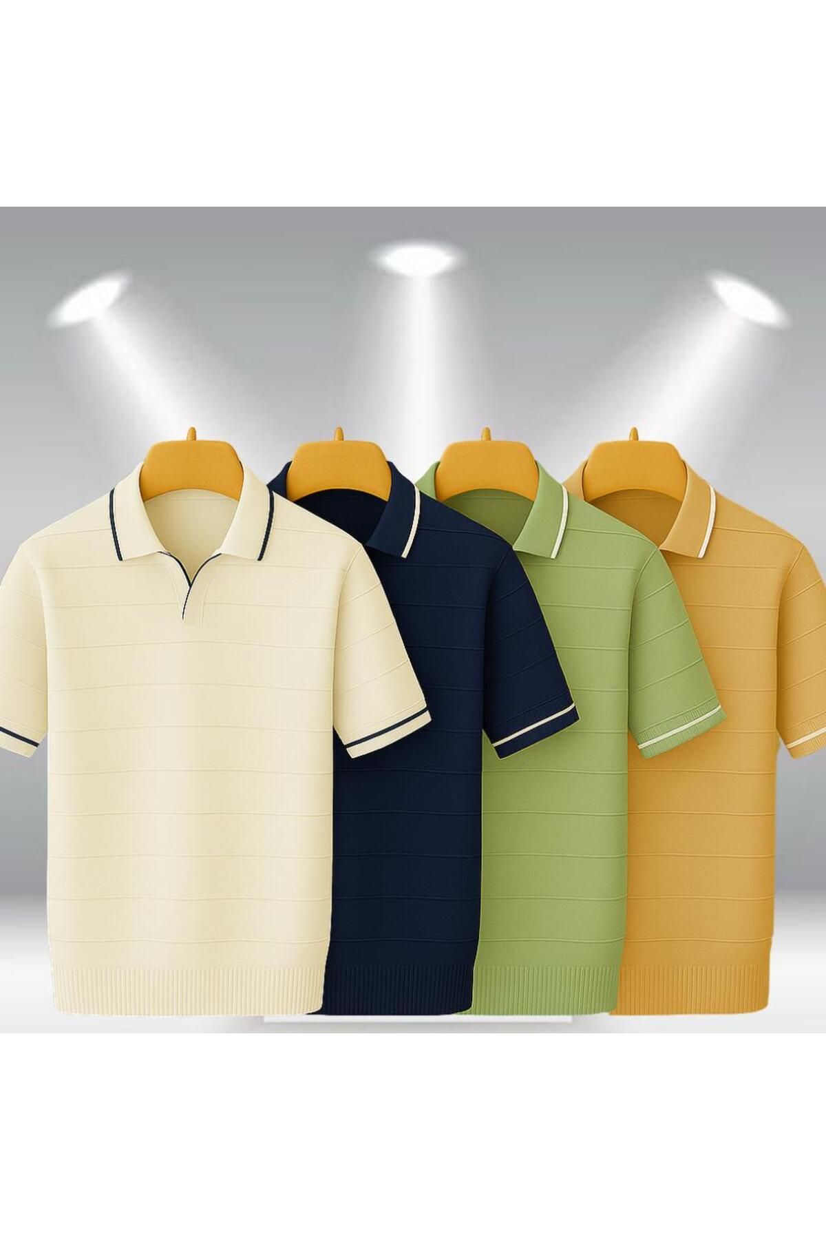 LC Waikiki 4'lü Avantaj Paket Polo Yaka Kısa Kollu Çizgili Erkek Yazlık Triko  Tişört / T-shirt
