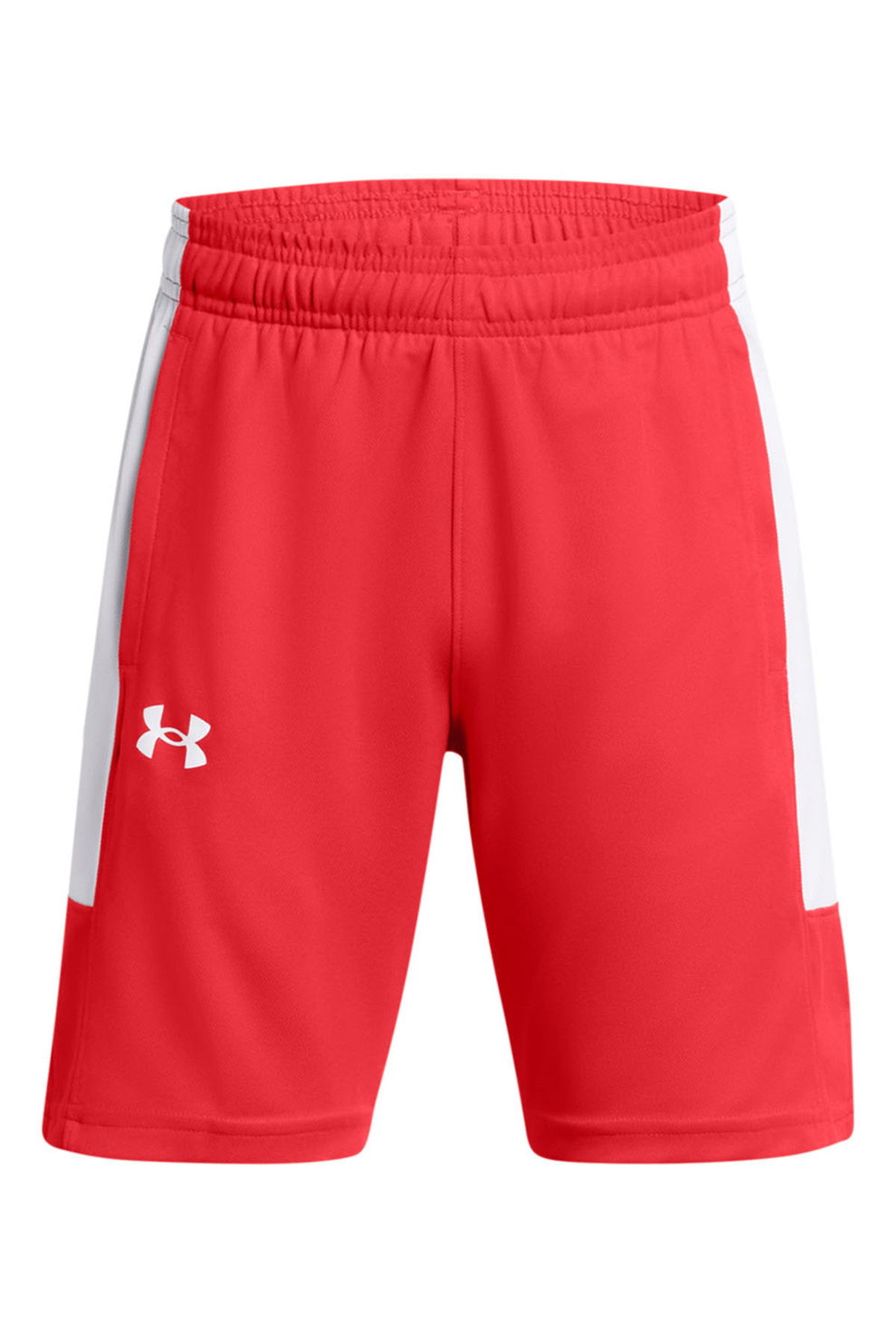 Under Armour-Baseline Basketball Shorts With Side Pockets, White, Coral, 127-137 Cm 1