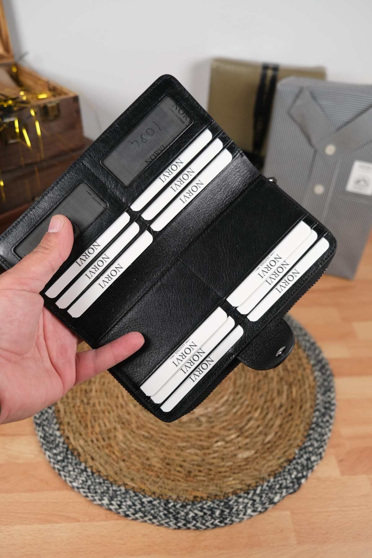 Norvi Leather Tutamaçlı Fermuarlı Hakiki Deri Portföy Cüzdan