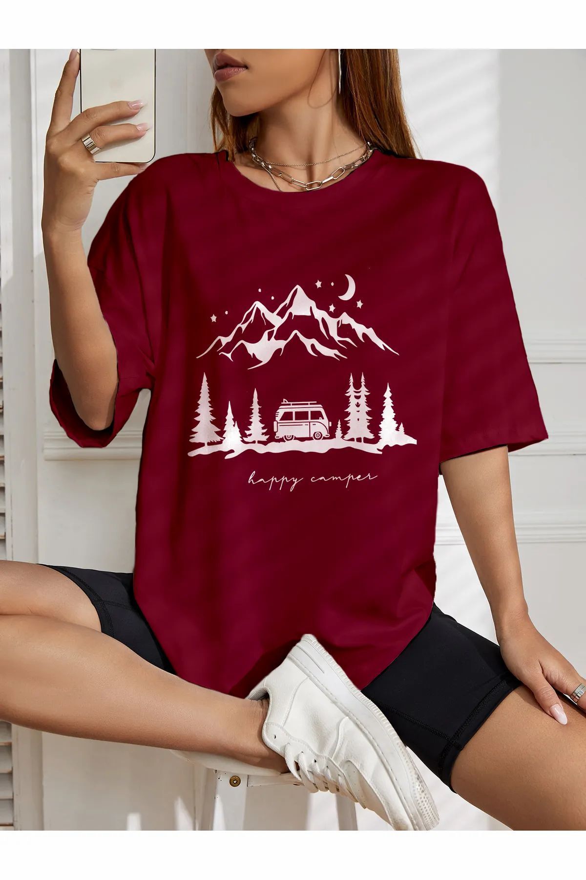 ship master oversize geziye çıkan karavan baskılı T-shirt