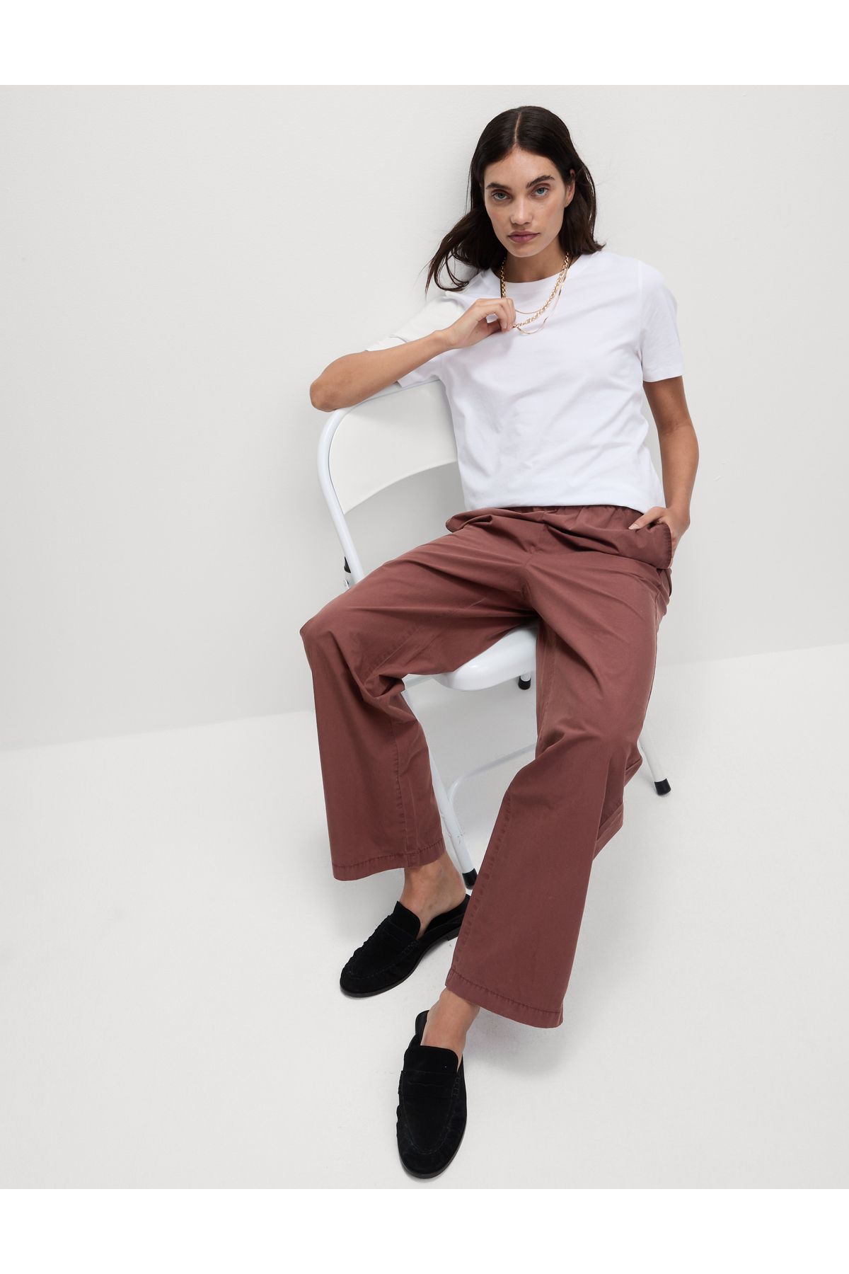 Marks & Spencer Saf Pamuk Poplin Straight Leg Pantolon