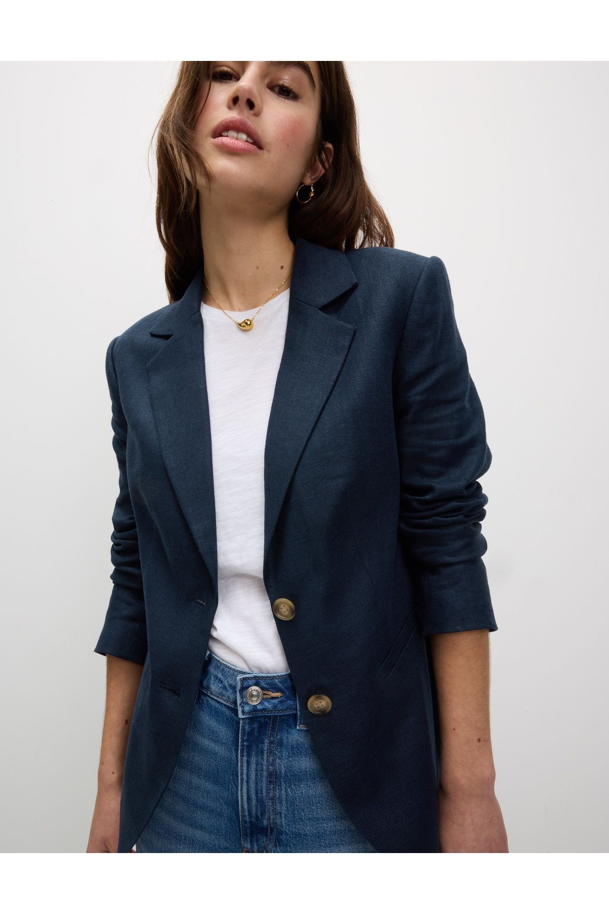 Marks & Spencer Keten Karışımlı Tek Düğmeli Blazer Ceket