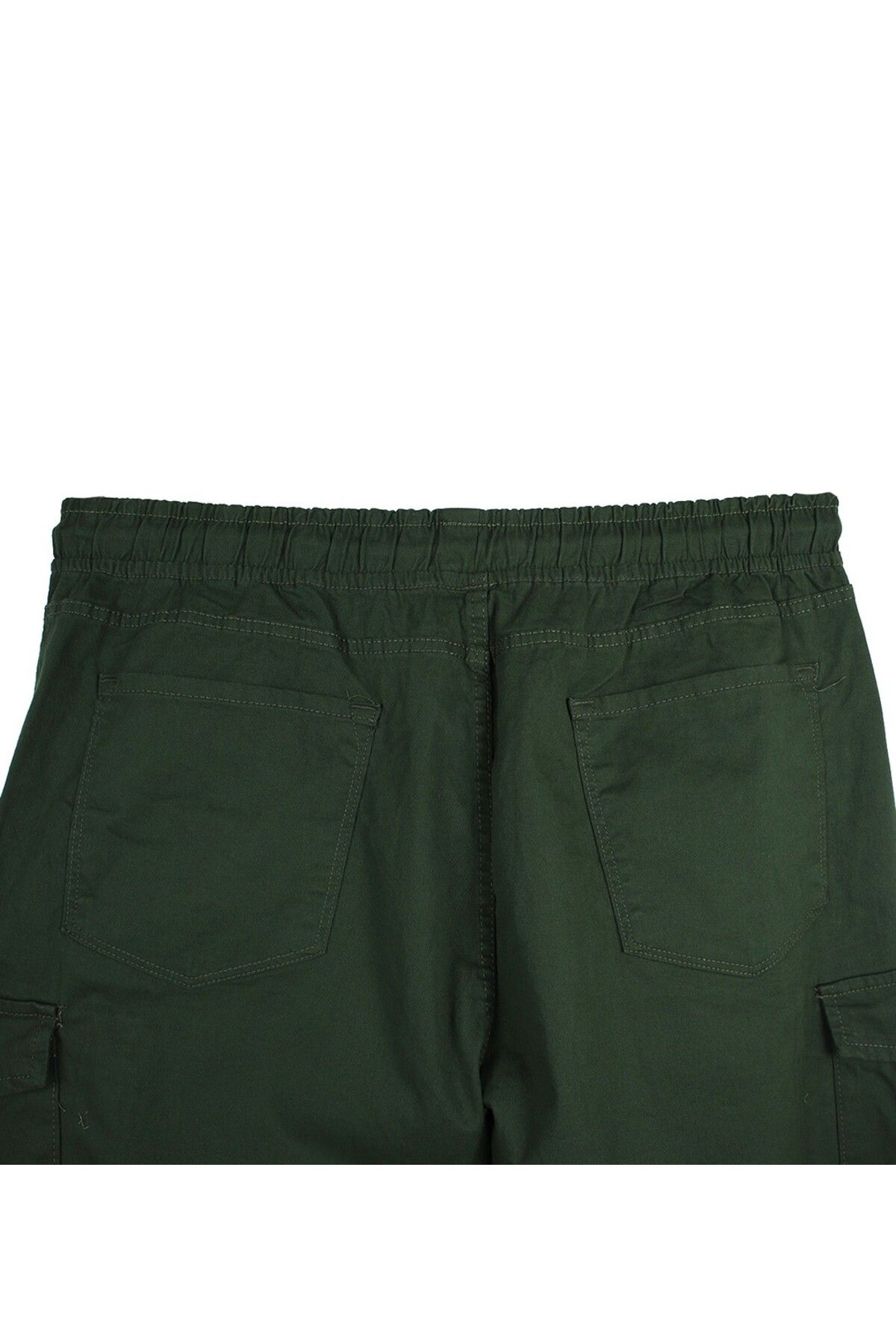 tambattal-Large Size Lace-Up Gabardine Trousers with Cargo Pockets 4