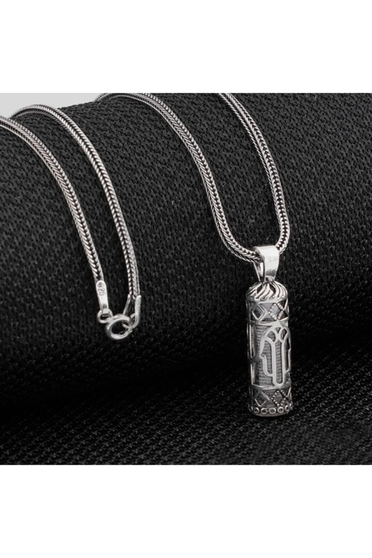MODA925 925 Ayar Gümüş Cevşeni Kebir Dualı Fatma'nın Eli Cevşen Kolye