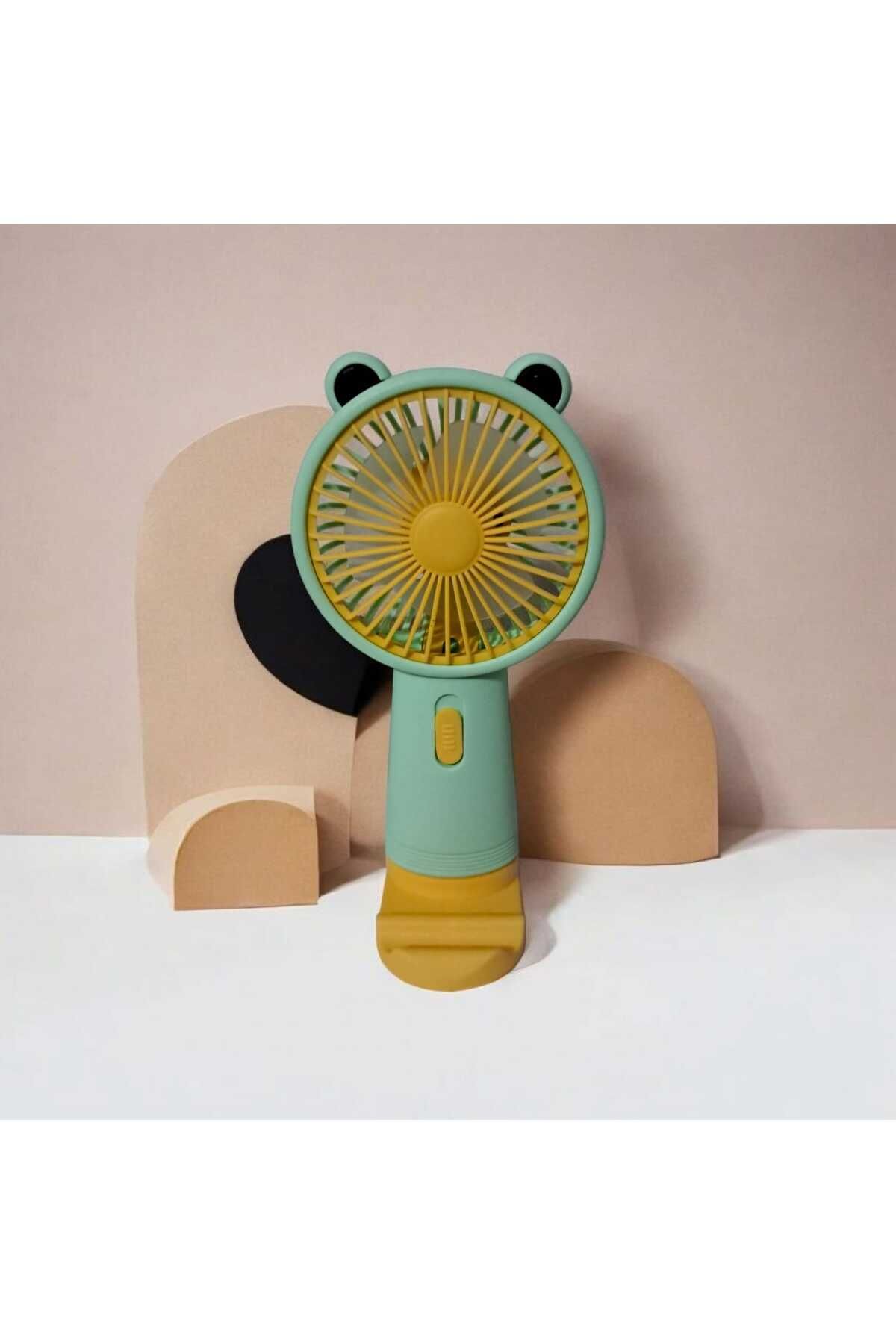 Menuzer Taşınabilir Fan + Telefon Standlı | USB El Tipi Mini Fan | Sevimli Fan Cep Telefonu Standart Tutucu