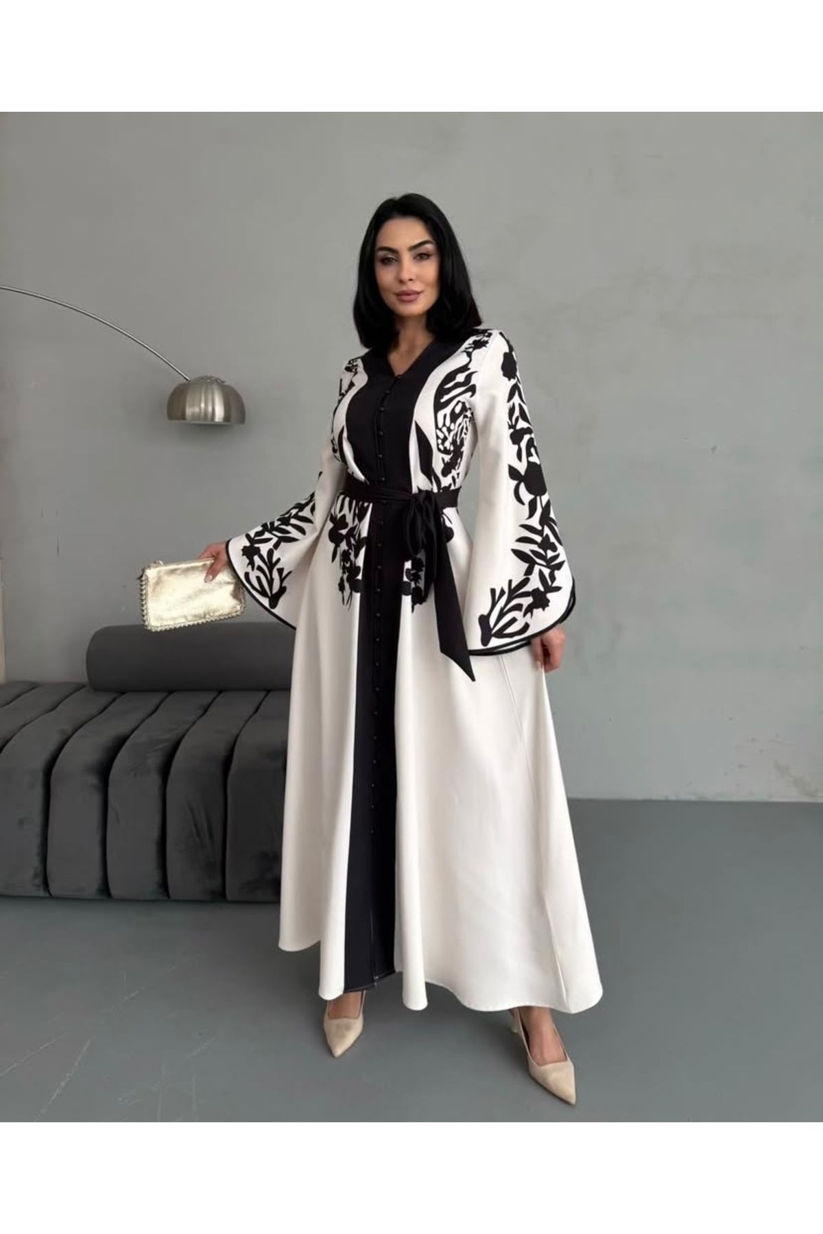 ABAYA Zümrüdü Anka Desenli Elbise