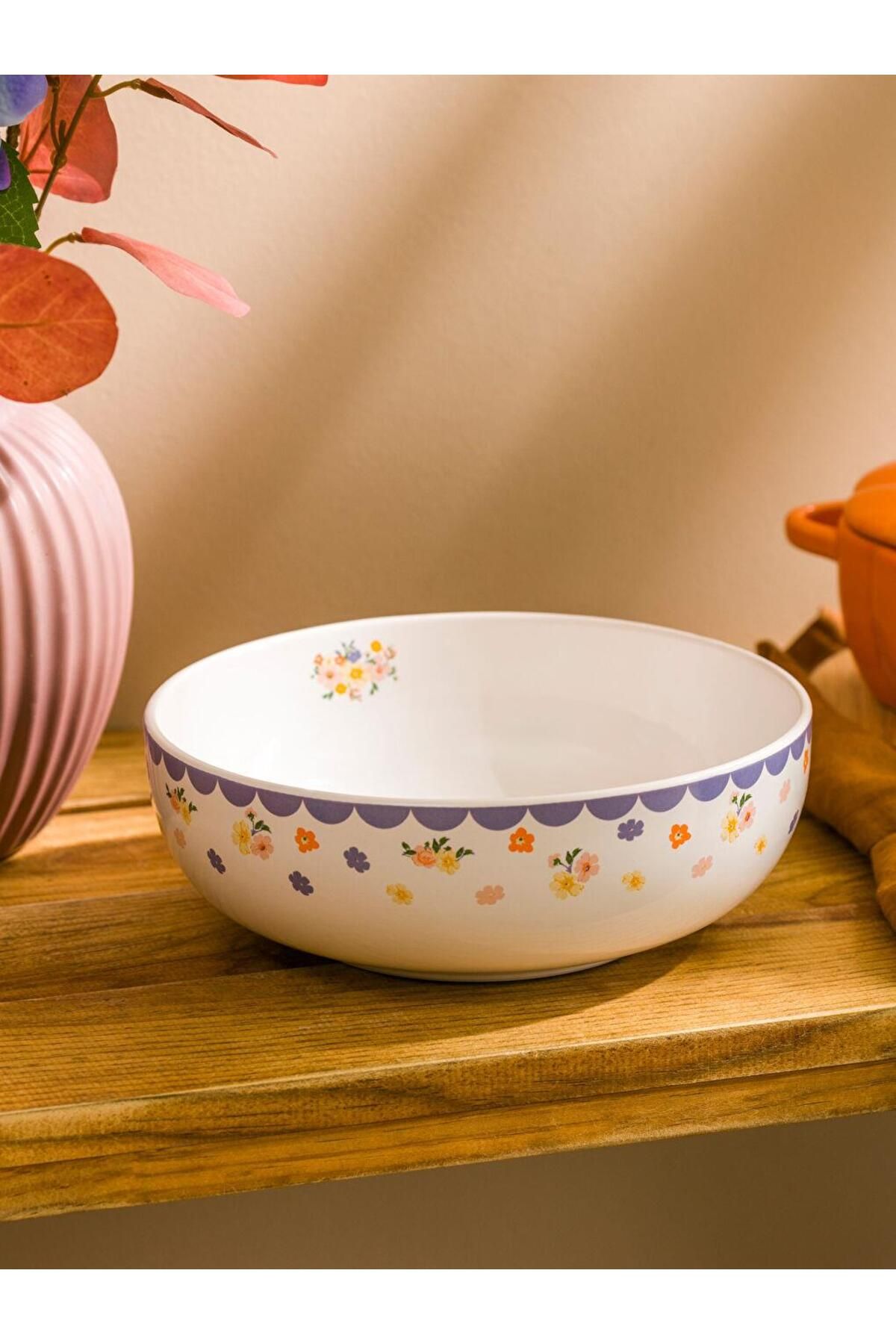 LC Waikiki Karişik Çiçek Baskılı Seramik Salata Kasesi 20 cm (S5)