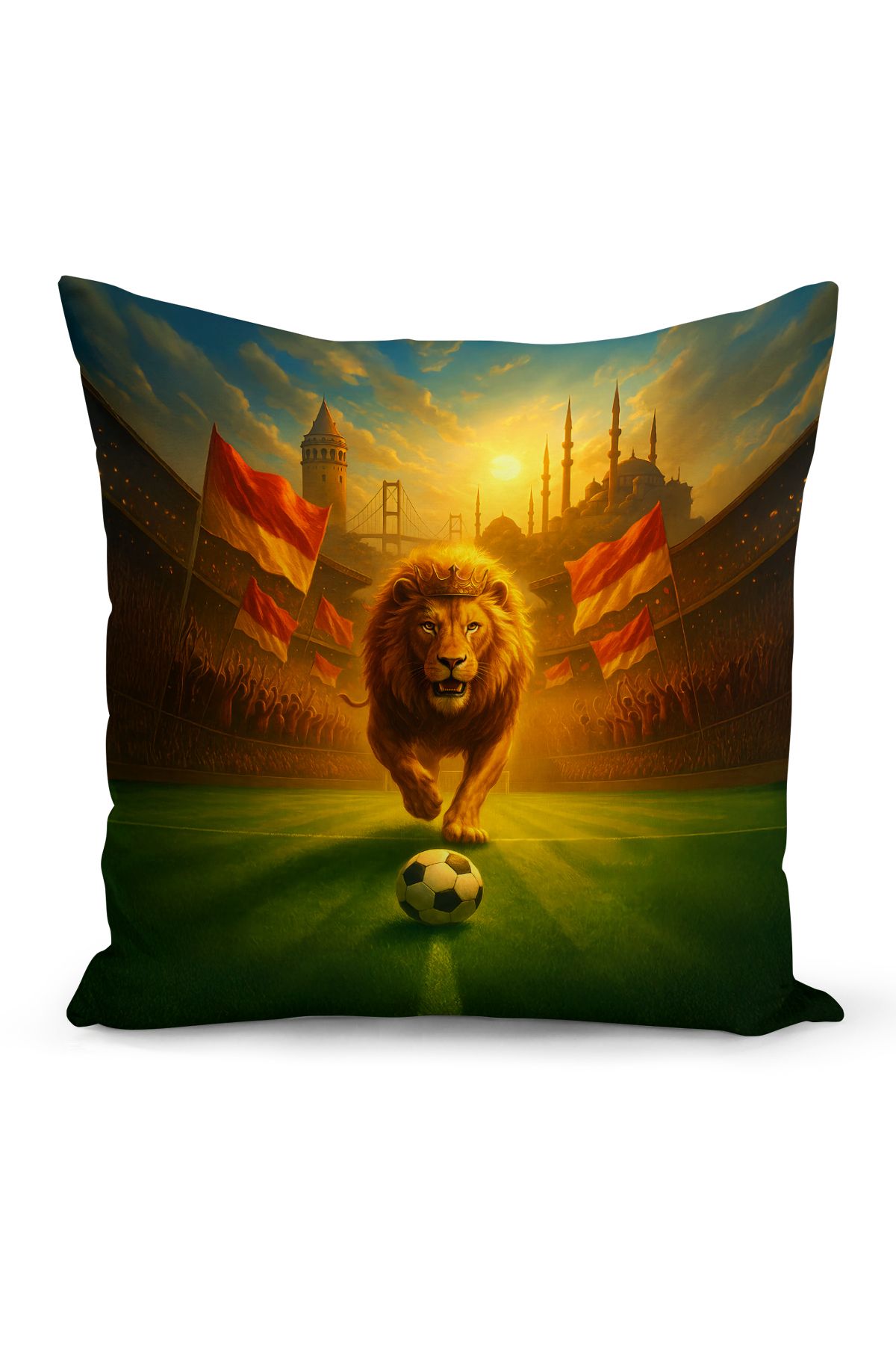 Bertille Home Çocuk Bebek Sarı Kırmızı Taraftar Futbol Serisi Kırlent Kılıfı (Cushion Cover)