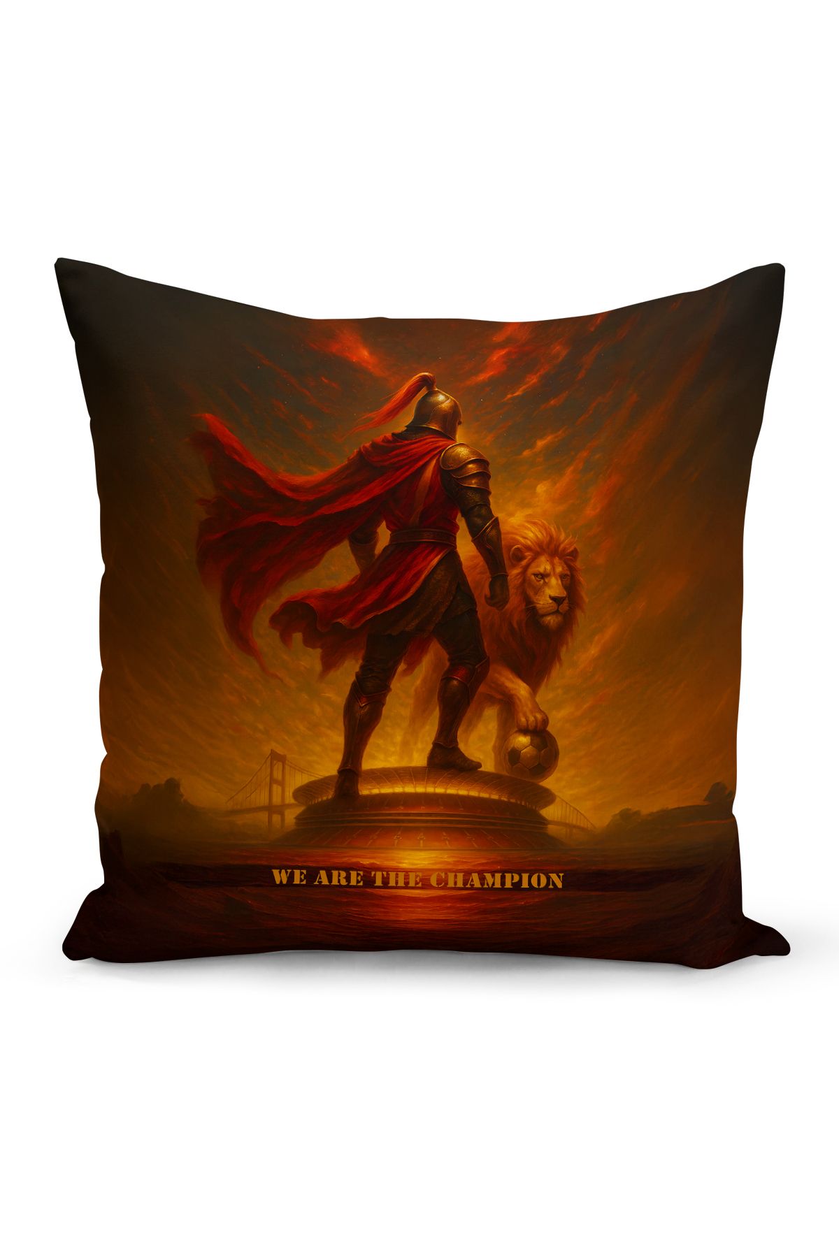 Bertille Home Çocuk Bebek Sarı Kırmızı Taraftar Futbol Serisi Kırlent Kılıfı (Cushion Cover)