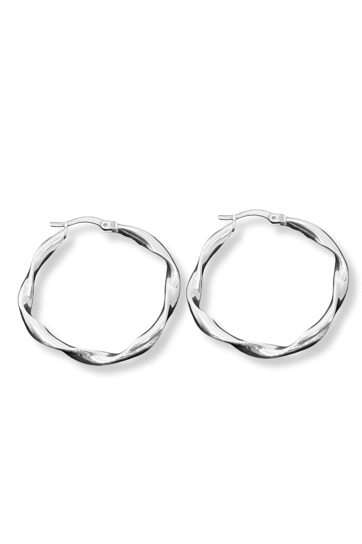oya silver Şarnel Burgu Kadın Gümüş Halka Küpe 3.5x3.5CM