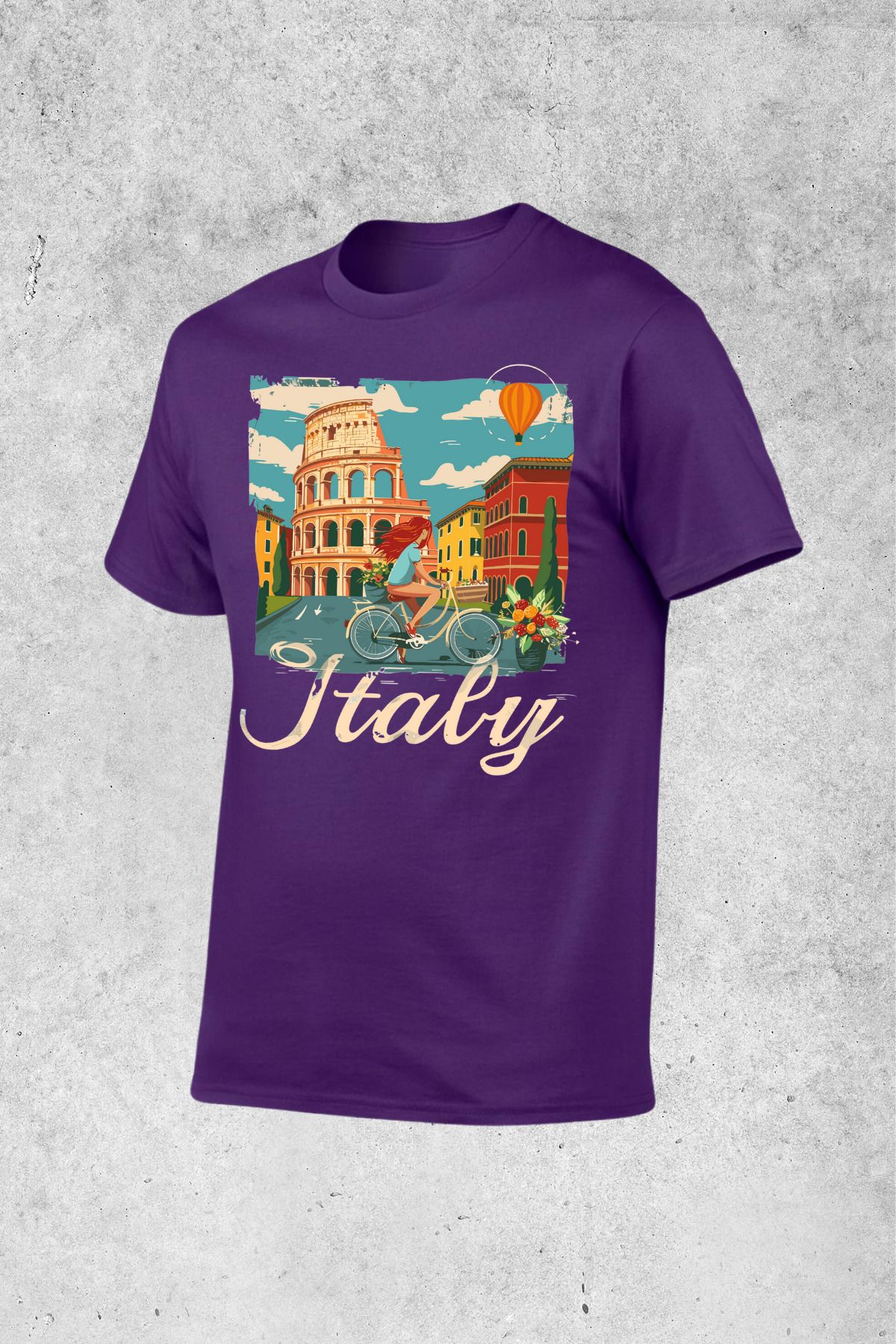MOLICO Basic unisex Sıfır yaka kısa kollu ITALY baskılı tshirt