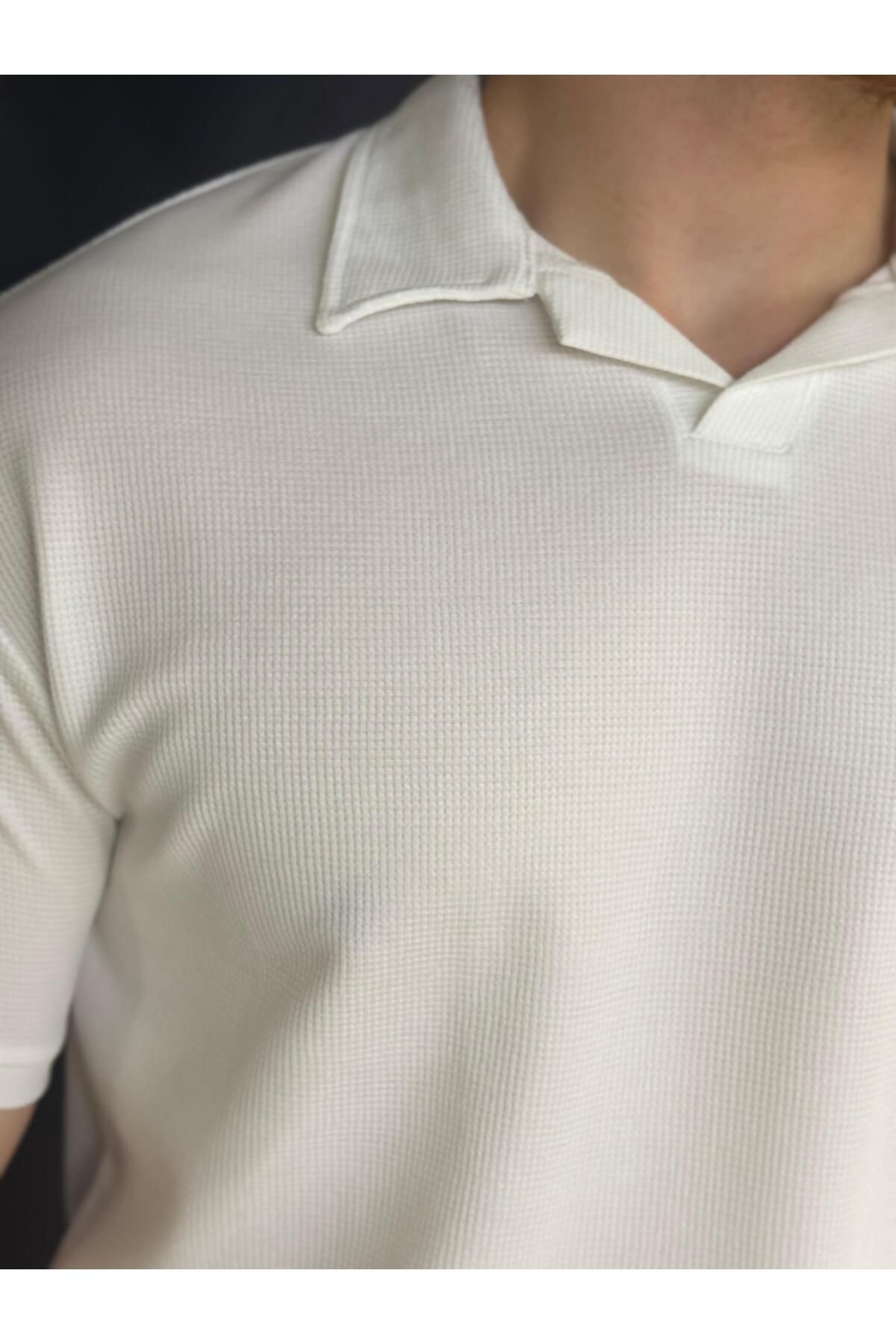 Alpha star Waffle örme polo yaka tşört