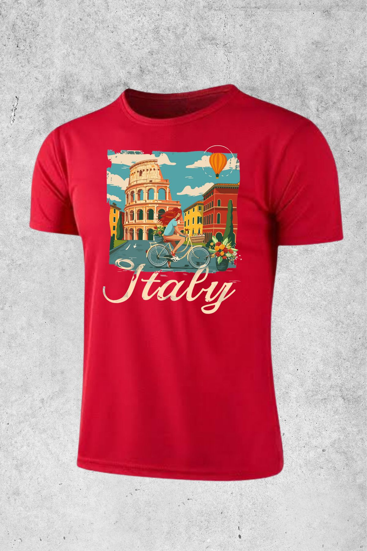 MOLICO Basic unisex Sıfır yaka kısa kollu ITALY baskılı tshirt