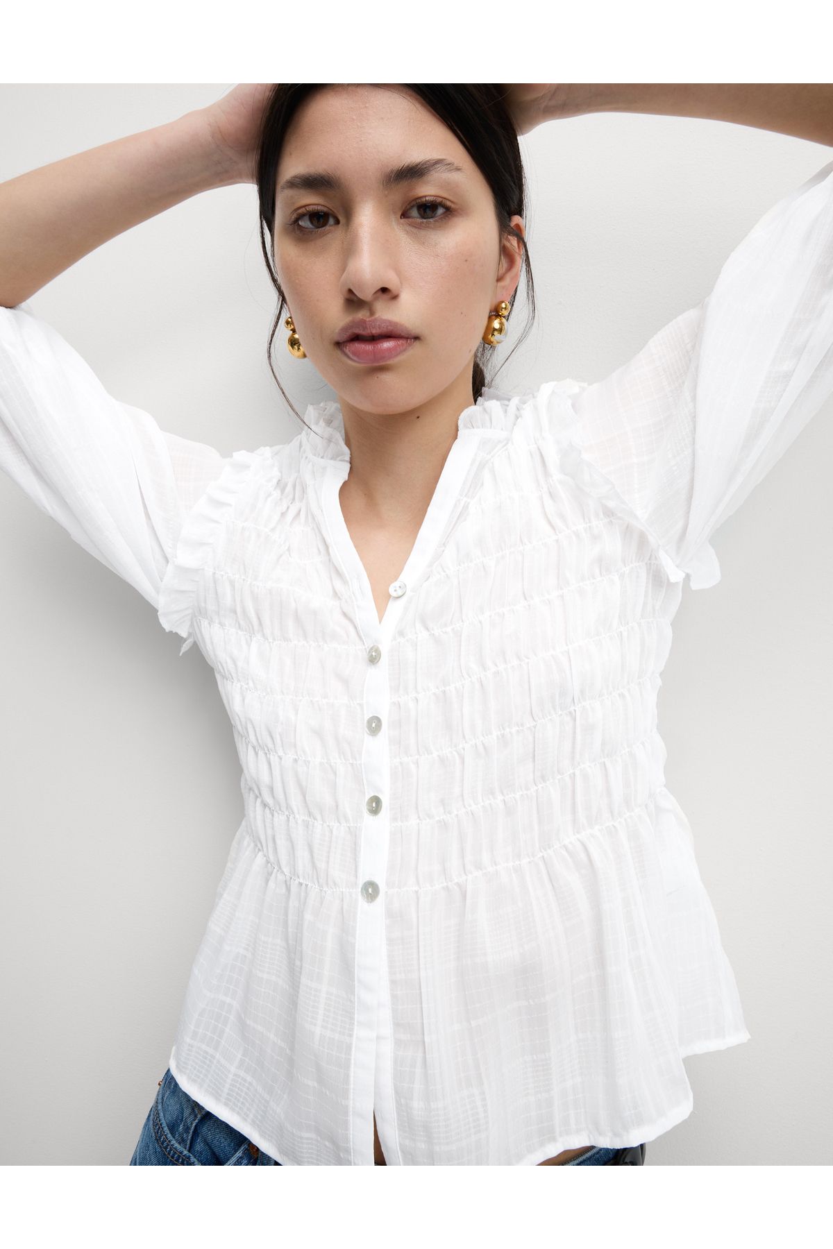 Marks & Spencer Düğmeli Uzun Kollu Bluz