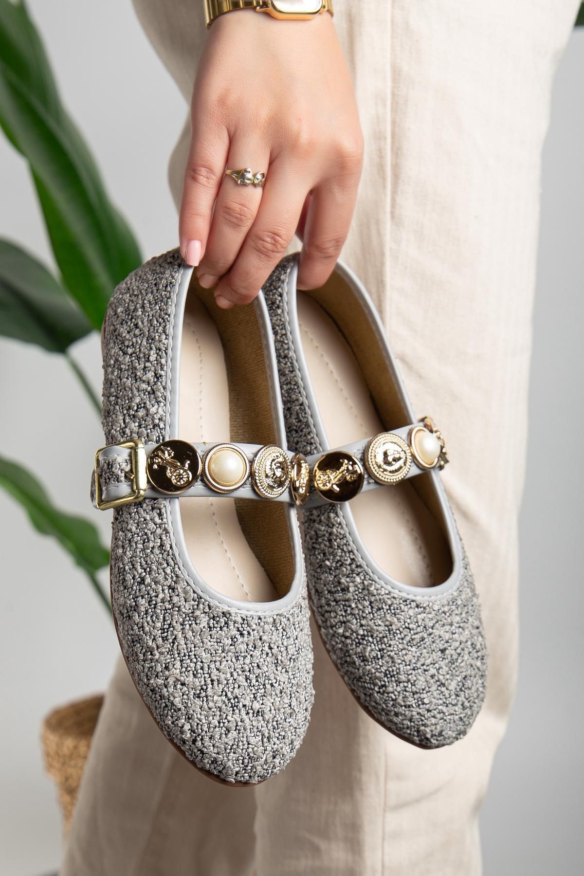 TAYYAR SHOES Kadın Rahat Ses Yapmaz Aksesuar Detaylı Günlük Ortapedik Babet