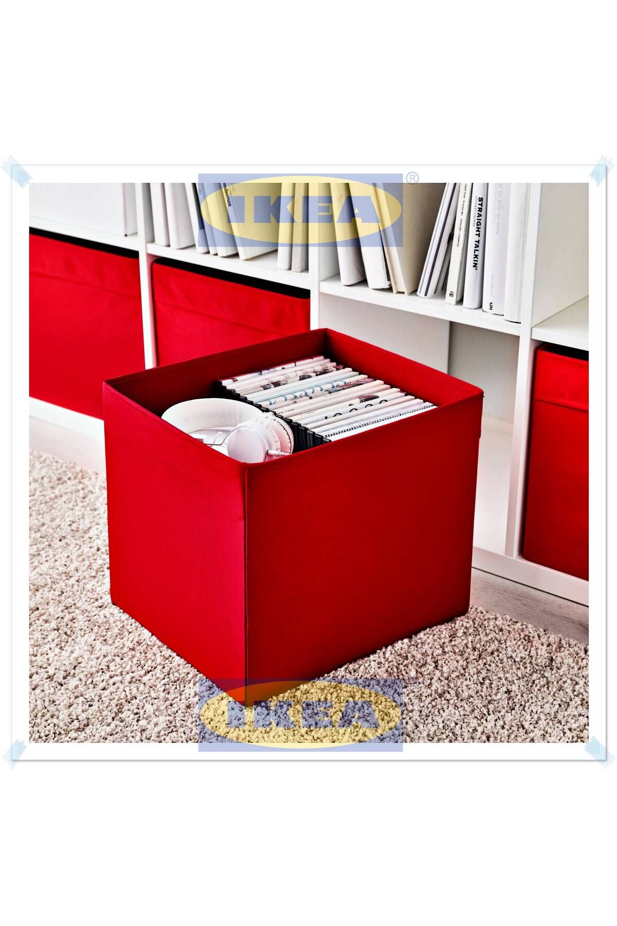 Magika Design Dröna Kırmızı Saklama Kutusu, Organizer, 33x38x33 cm