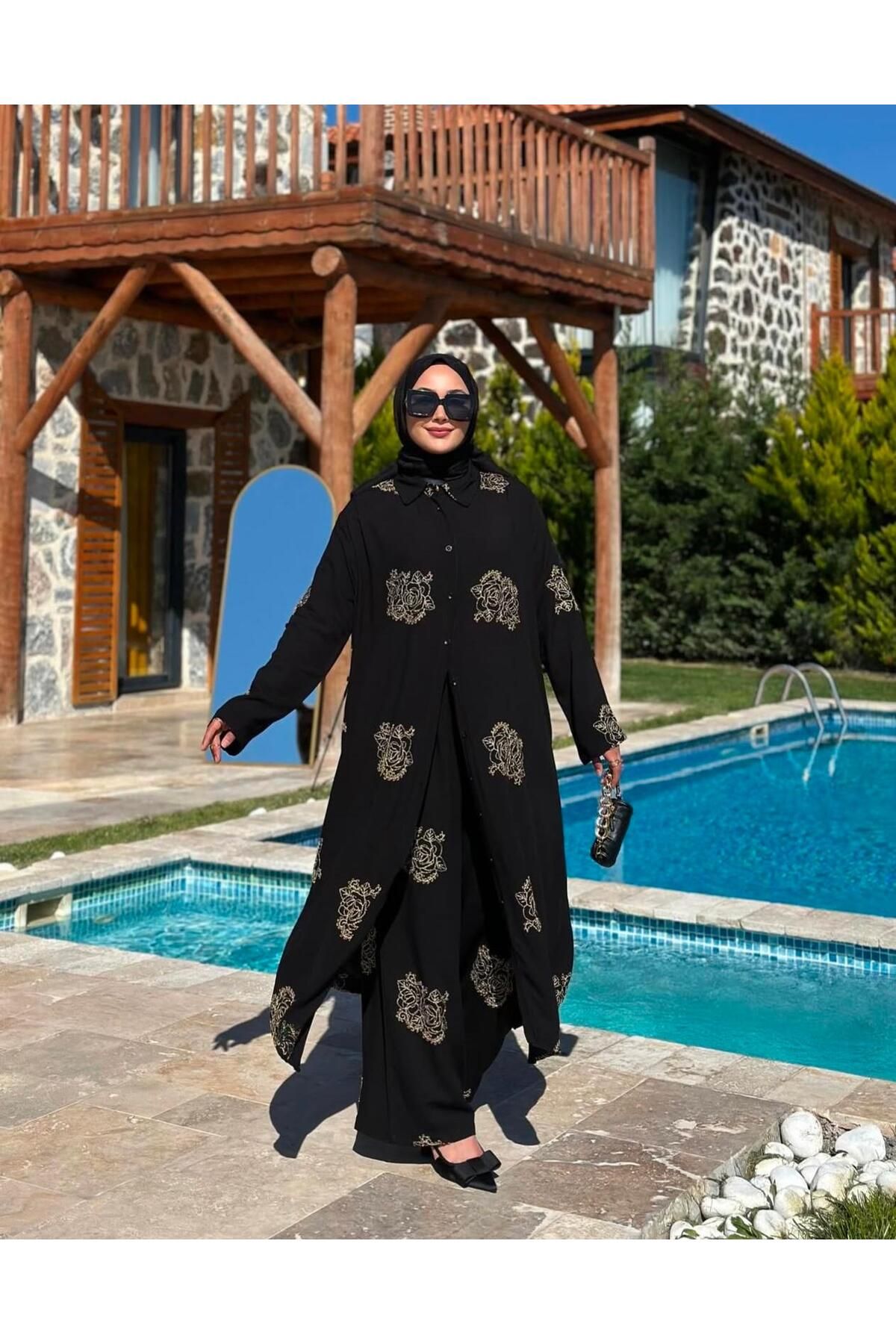 ASHILDA YAN YIRTMAÇLI PAMUK VİSKON TAKIM
