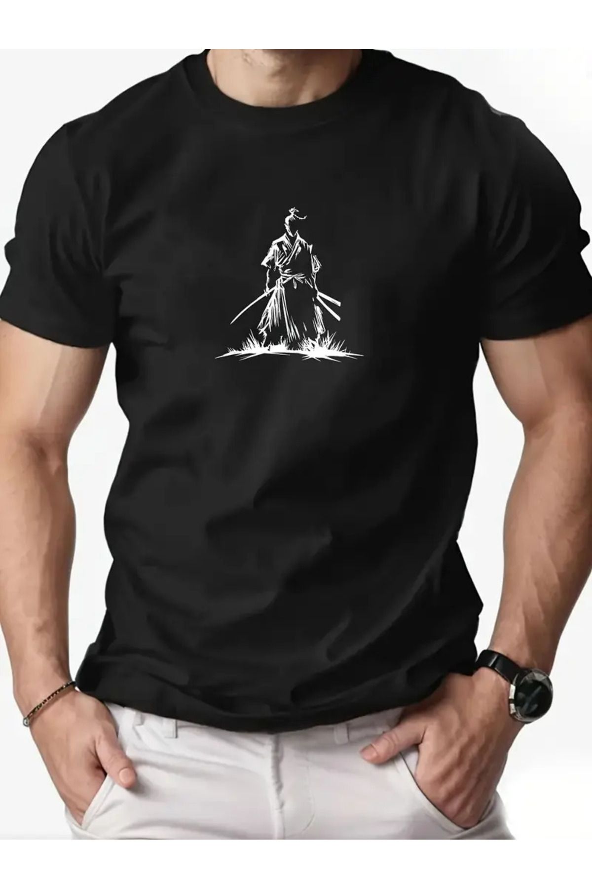 İnazuma Outdoors İnazuma Unisex Oversize Baskılı Pamuklu Bisiklet Yaka Kısa Kollu SİYAH T-shirt