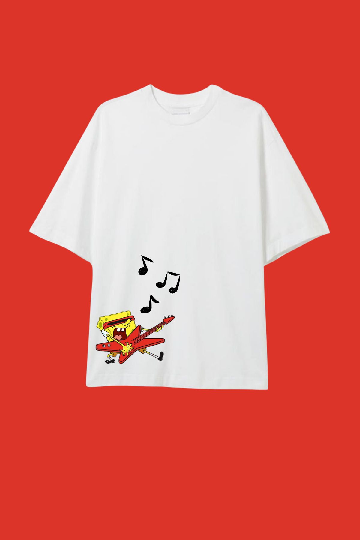 Dupe Design Sponge Bob Music Baskılı Oversize T-shirt