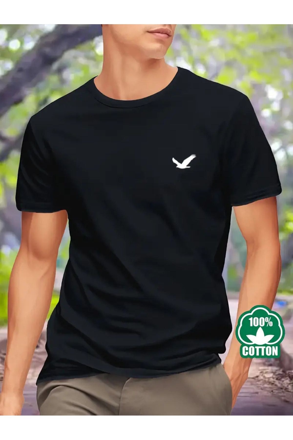 İnazuma Outdoors İnazuma Unisex Oversize Baskılı Pamuklu Bisiklet Yaka Kısa Kollu SİYAH T-shirt