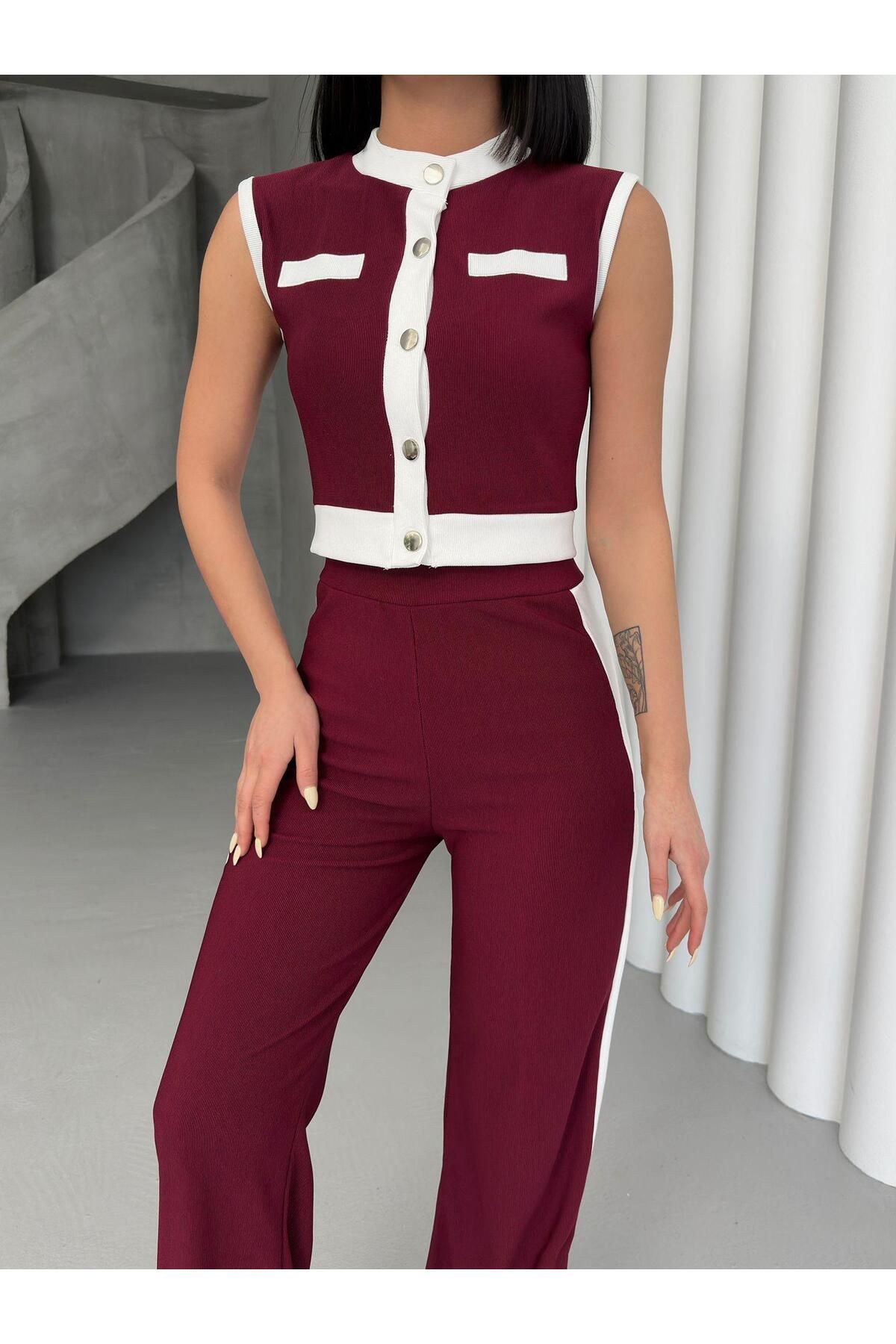 fhk atelier Sıfır Kol Şerit Alt Üst Takım