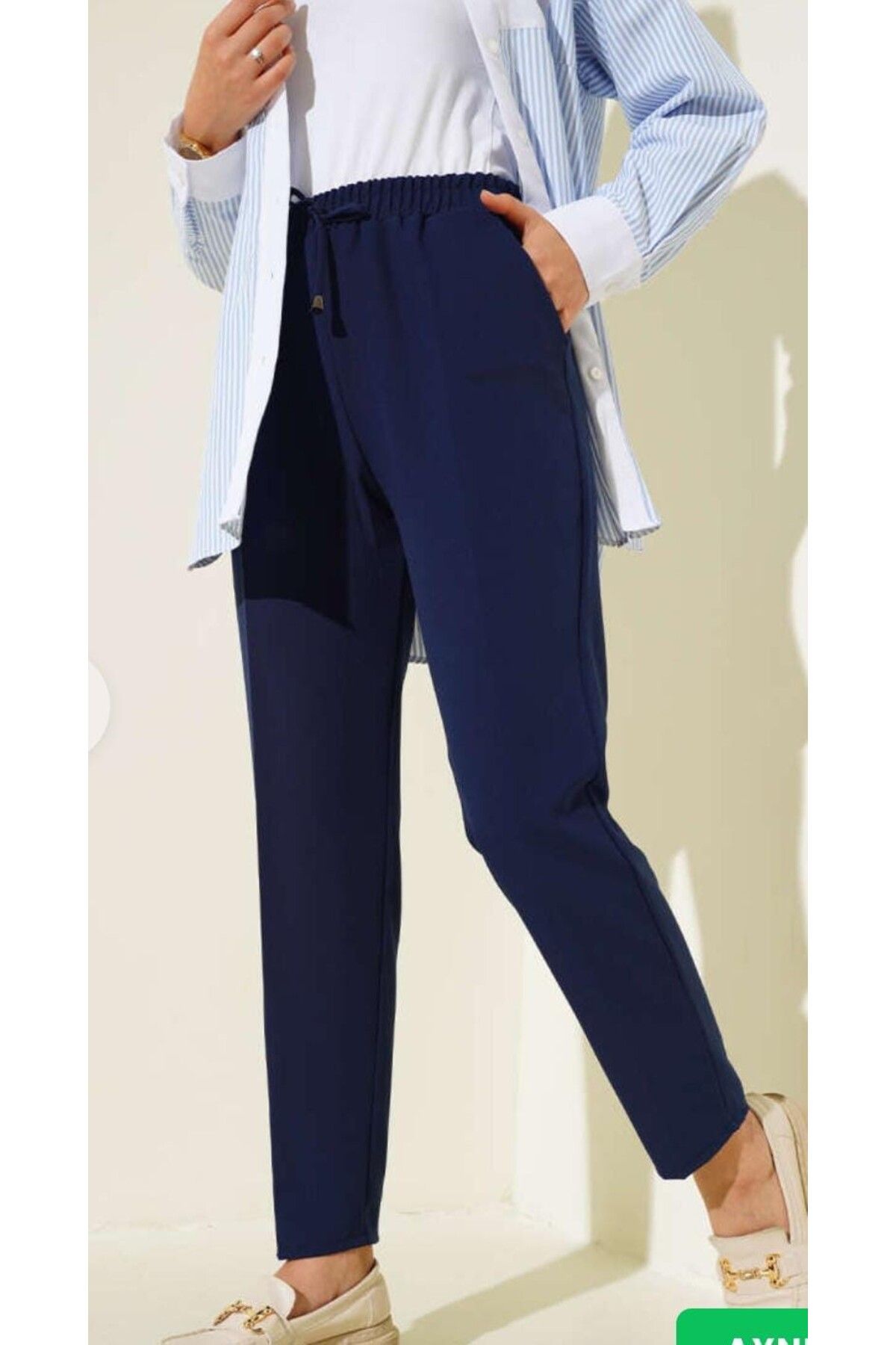Fua Shop Kadın İnce Kumaş Beli Lastikli Havuç Kesim Pantalon