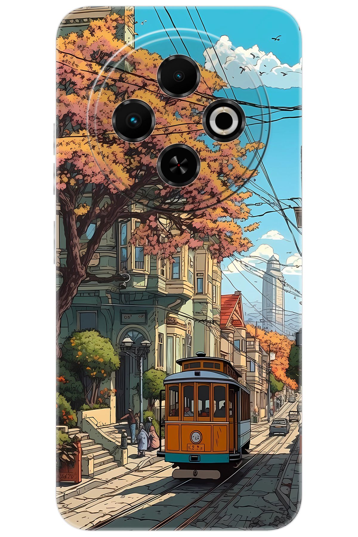 TECNO Spark 30C (KL5/KL5n) Uyumlu Kılıf Desen Baskılı Silikon Tramvay STK:645 CP-v2uqDV8
